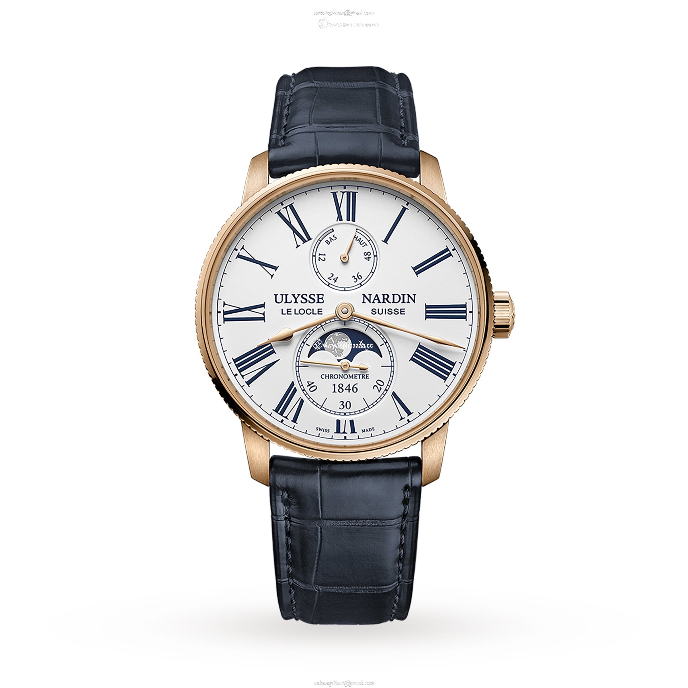 Ulysse Nardin Marine Torpilleur Moonphase 42mm 18ct Rose Gold Case And Bezel 1192-310-0A/1A