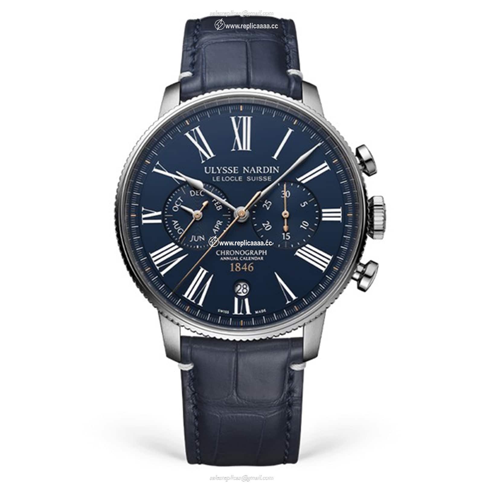 Ulysse Nardin Marine Torpilleur Chronograph 44mm Stainless Steel Case And Bezel 1533-320LE-3A-175/1B 1 Ulysse Nardin Marine Torpilleur Chronograph 44mm Stainless Steel Case And Bezel 1533-320LE-3A-175/1B