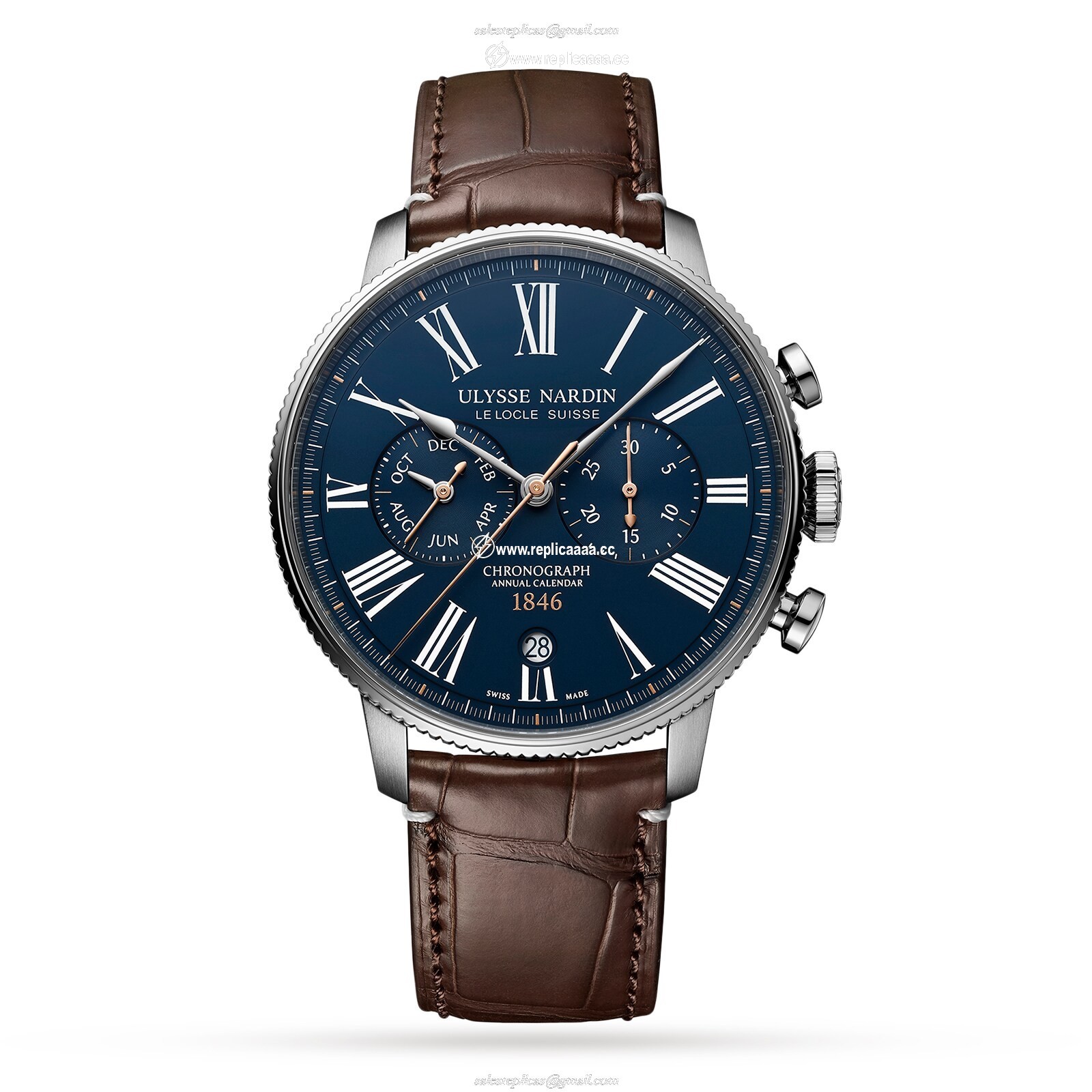 Ulysse Nardin Marine Torpilleur Chronograph 44mm Stainless Steel Case And Bezel 1533-320LE-3A-175/1A