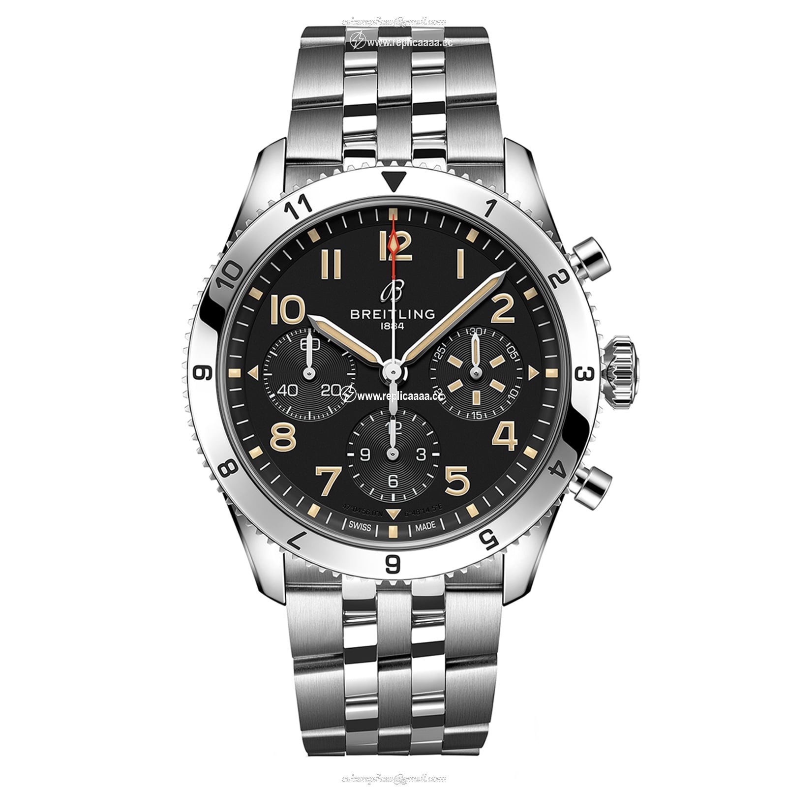 Breitling Classic AVI Chronograph 42 P-51 Mustang Stainless Steel details A233803A1B1A1 1 Breitling Classic AVI Chronograph 42 P-51 Mustang Stainless Steel details A233803A1B1A1