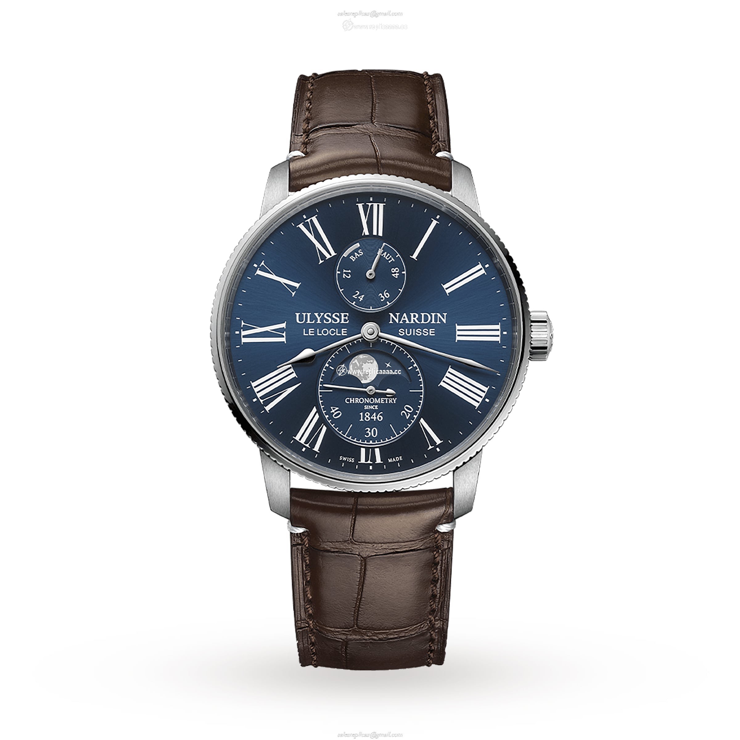 Ulysse Nardin Marine Torpilleur Moonphase 42mm Stainless Steel Case And Bezel 1193-310LE-3A-175/1B