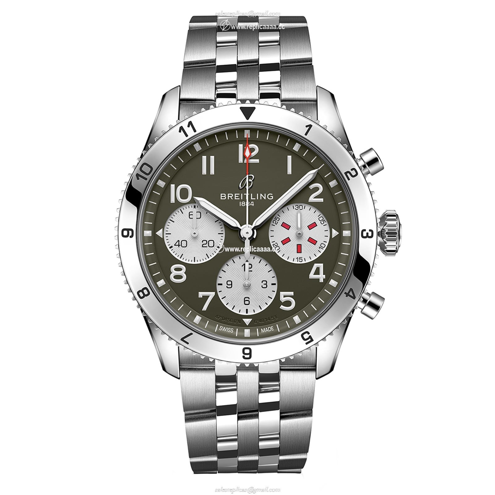 Breitling Classic AVI Chronograph 42 Curtiss P-40 Warhawk Stainless Steel details A233802A1L1A1 1 Breitling Classic AVI Chronograph 42 Curtiss P-40 Warhawk Stainless Steel details A233802A1L1A1