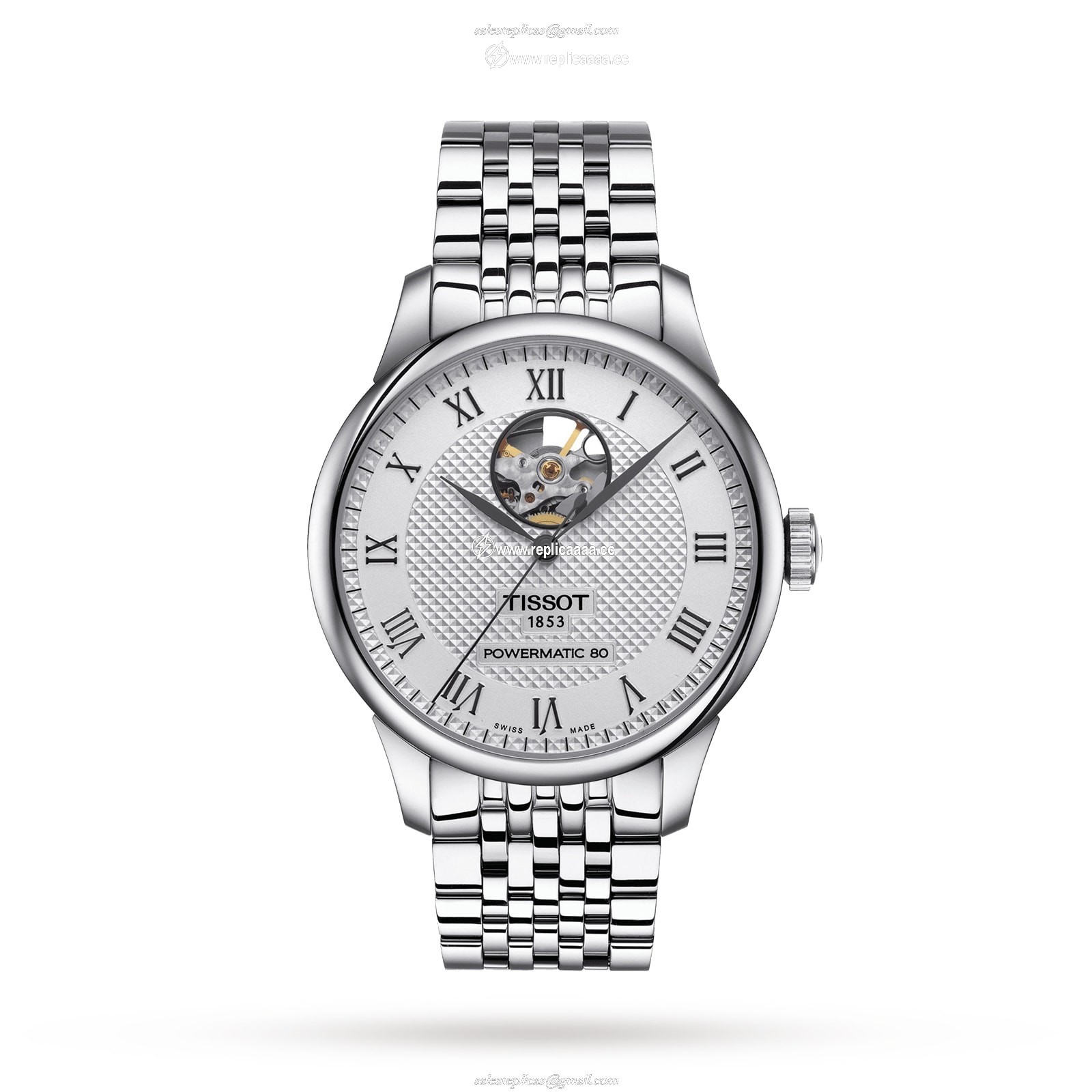 Tissot T-Classic Le Locle Powermatic 80 Open Heart 39mm Mens details T0064071103302