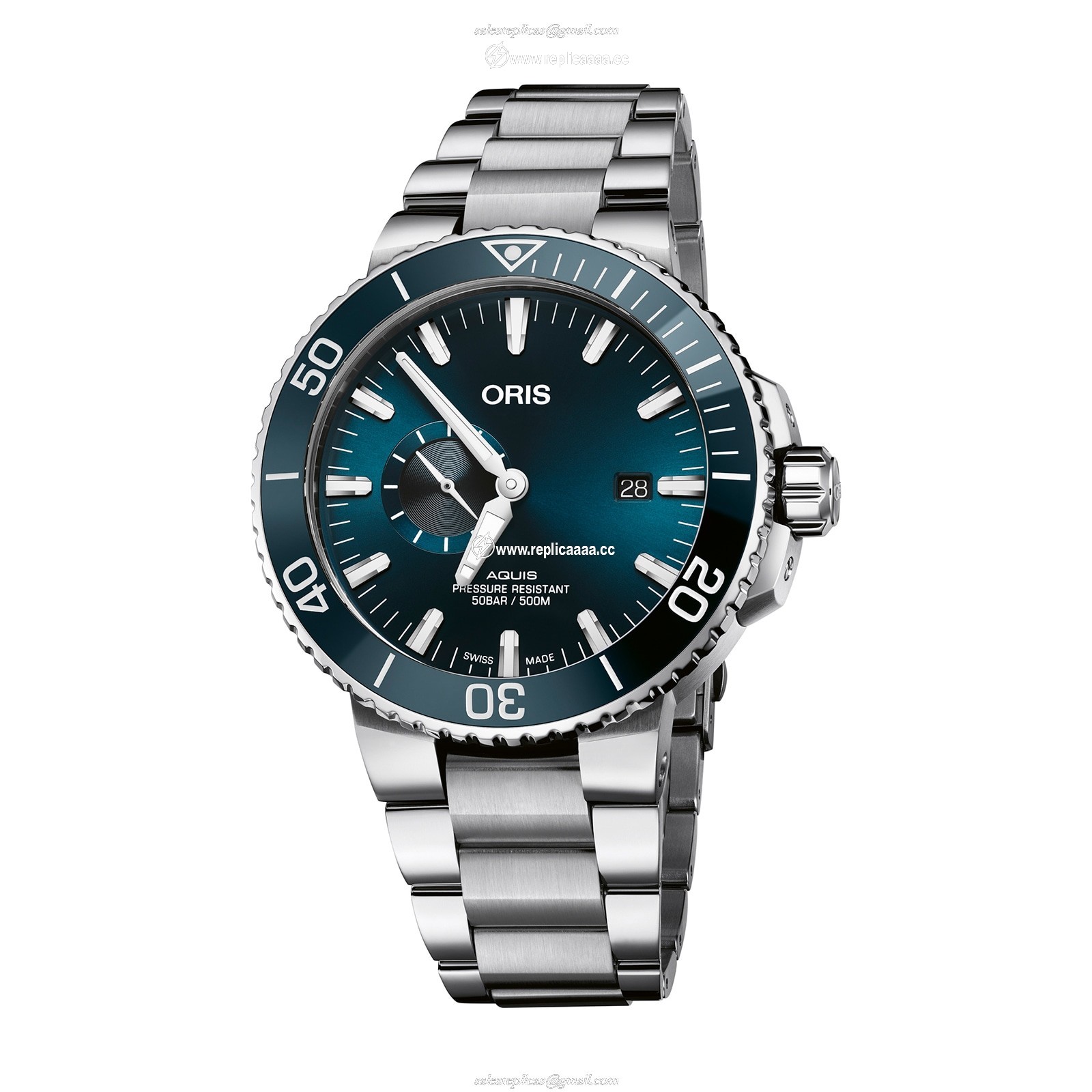 Oris Aquis 45.5mm Mens details Blue Stainless Steel 01 743 7733 4155-07 8 24 05PEB