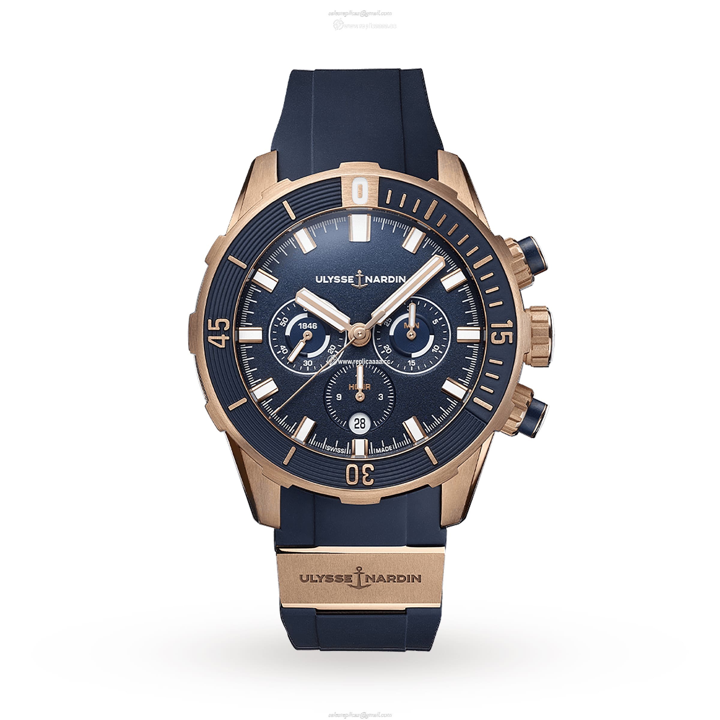 Ulysse Nardin Diver Chronograph 44mm 18ct Rose Gold Case And Bezel 1502-170-3/93