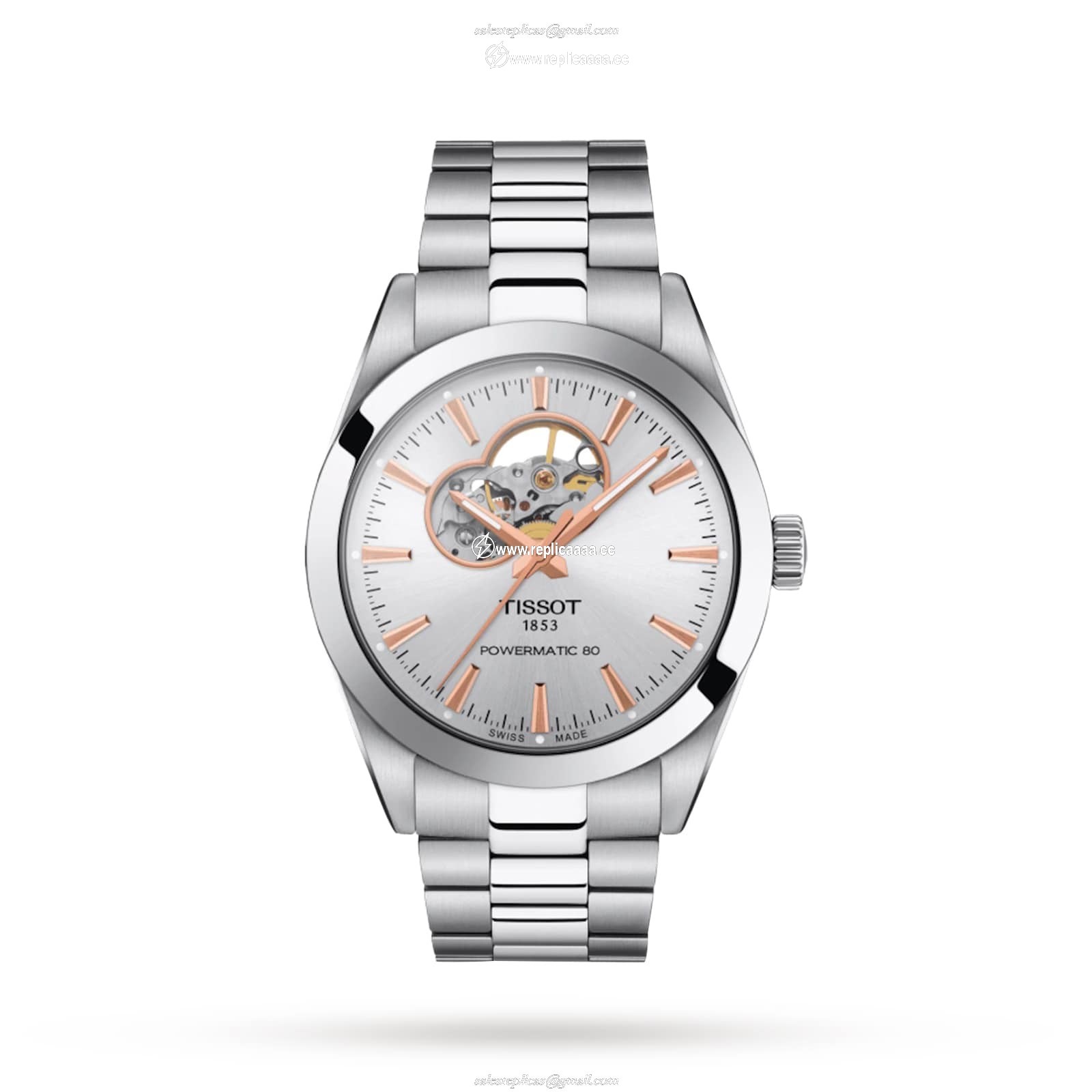 Tissot T-Classic Gentleman Open Heart 40mm Mens details T1274071103101