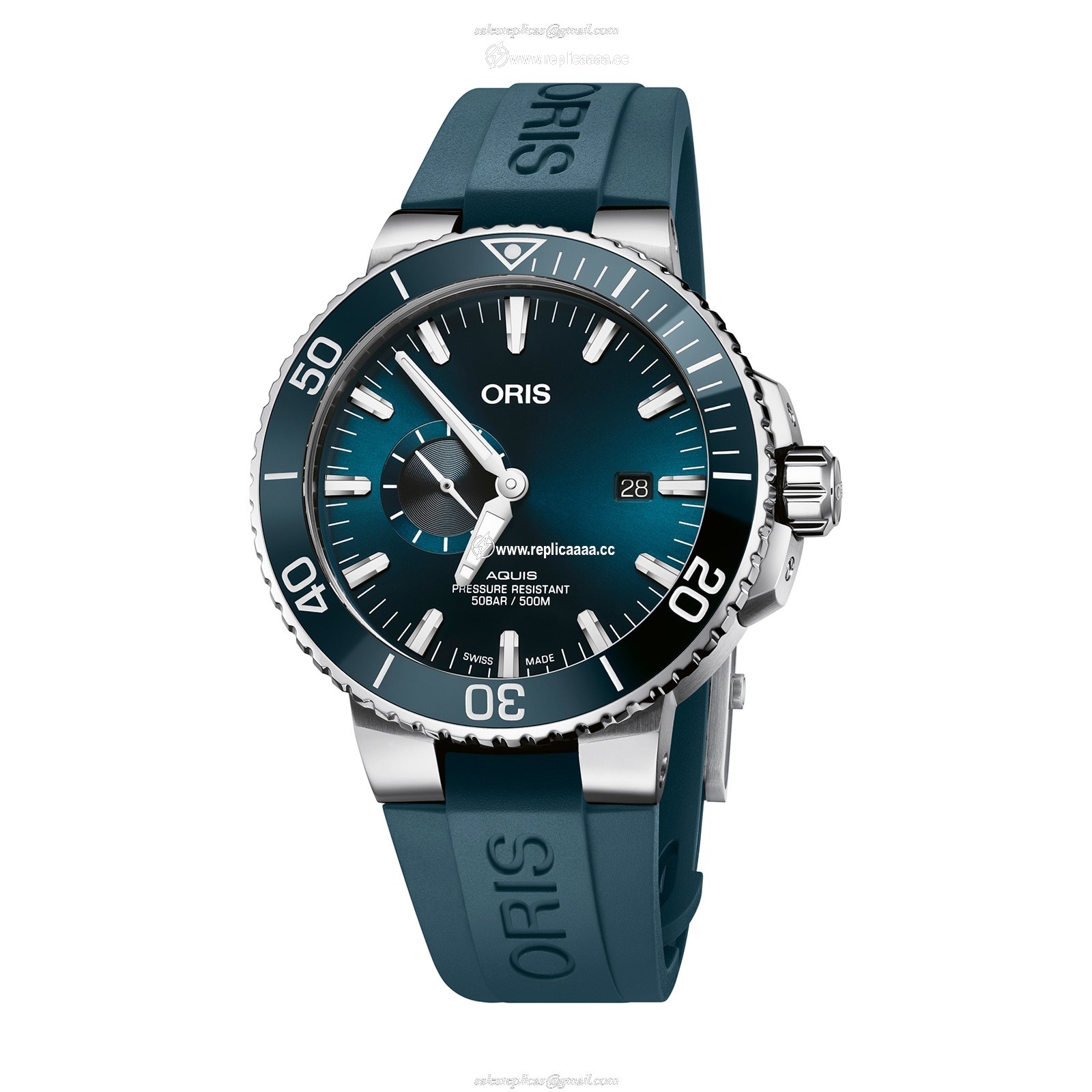Oris Aquis 45.5mm Mens details Blue Rubber 01 743 7733 4155-07 4 24 69EB 1 Oris Aquis 45.5mm Mens details Blue Rubber 01 743 7733 4155-07 4 24 69EB