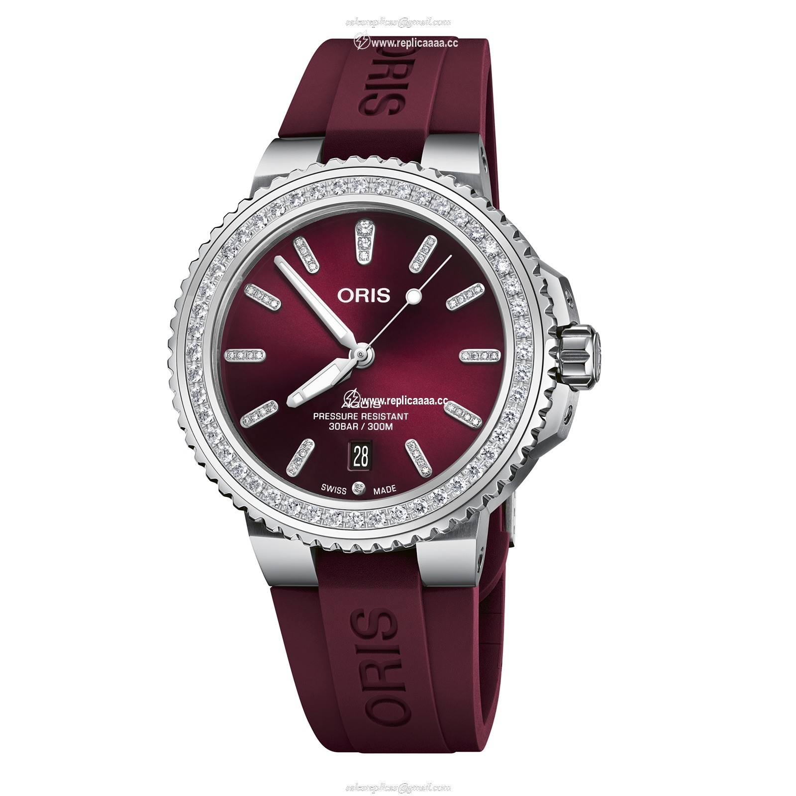 Oris Aquis Cherry Diamond Bezel 41.5mm Unisex details - Rubber Strap 01 733 7766 4998-07 4 22 68FC 1 Oris Aquis Cherry Diamond Bezel 41.5mm Unisex details - Rubber Strap 01 733 7766 4998-07 4 22 68FC