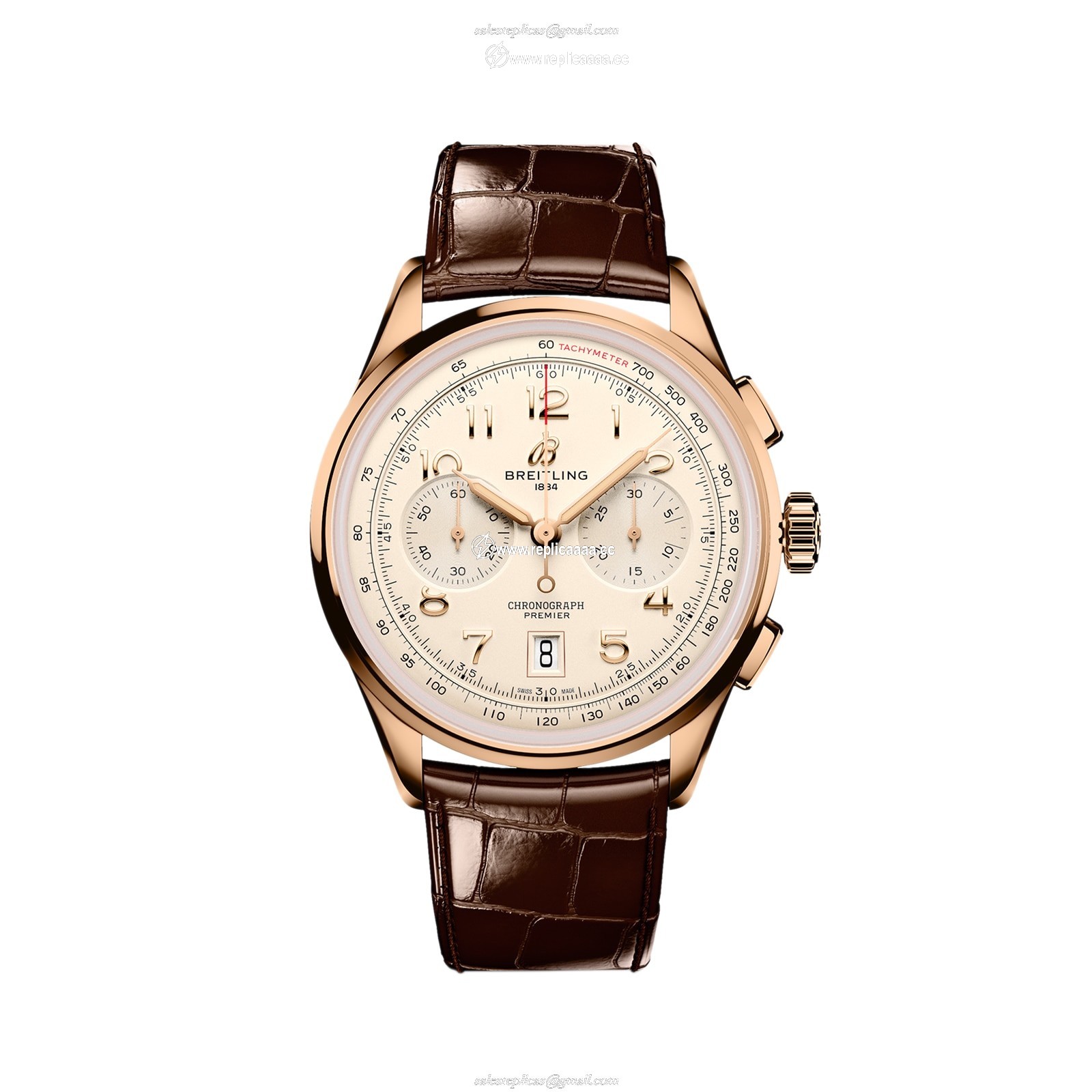 Breitling Premier B01 Chronograph 42mm Mens details Cream RB0145371G1P1