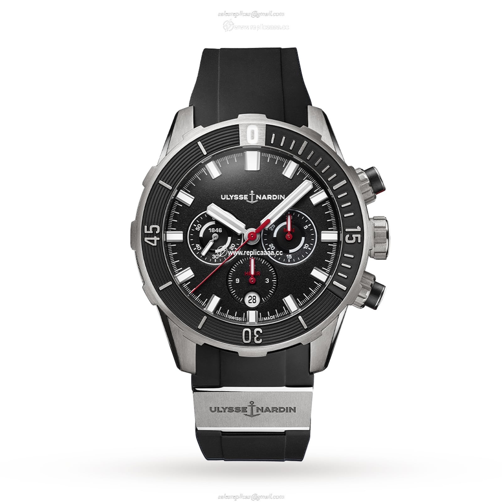 Ulysse Nardin Diver Chronograph 44mm Titanium Case And Bezel 1503-170-3/92