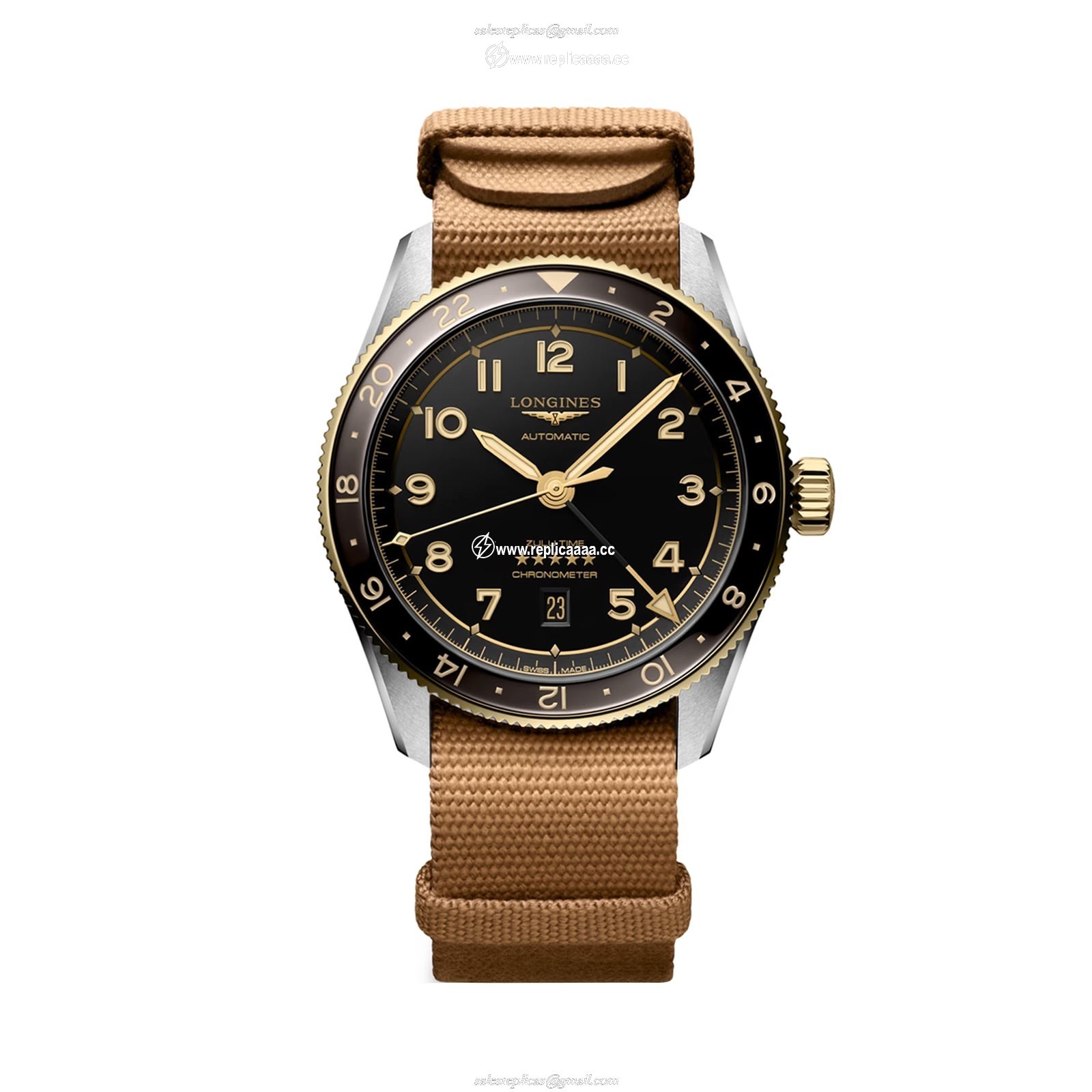 Longines Spirit Zulu Time 42mm Mens details Black L38125539