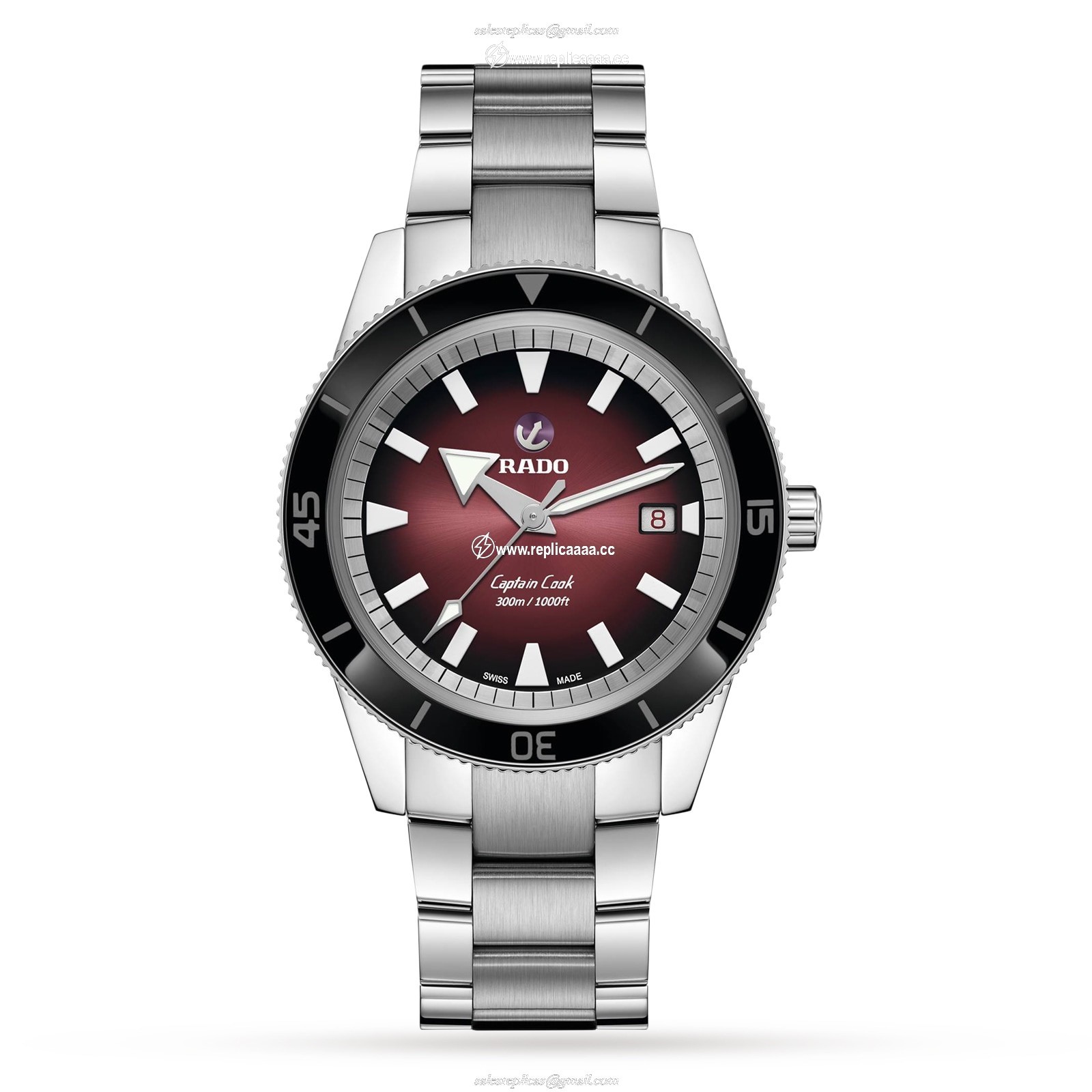 Rado Captain Cook Red Automatic 42mm Mens details R32105353