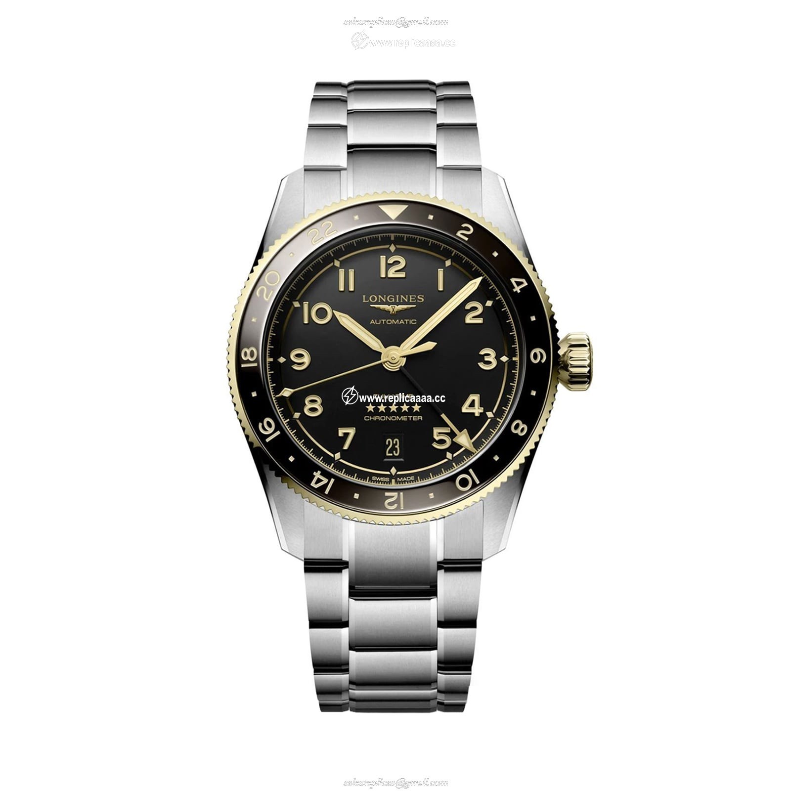 Longines Spirit Zulu Time 39mm Mens details Black Stainless Steel L38025536 1 Longines Spirit Zulu Time 39mm Mens details Black Stainless Steel L38025536