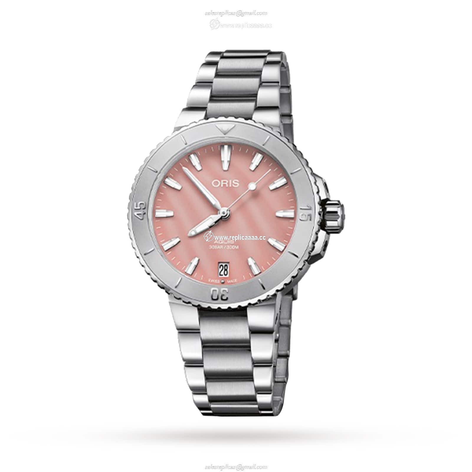 Oris Aquis Date 36.5mm Unisex details Pink 01 733 7770 4158-07 8 18 05P 1 Oris Aquis Date 36.5mm Unisex details Pink 01 733 7770 4158-07 8 18 05P