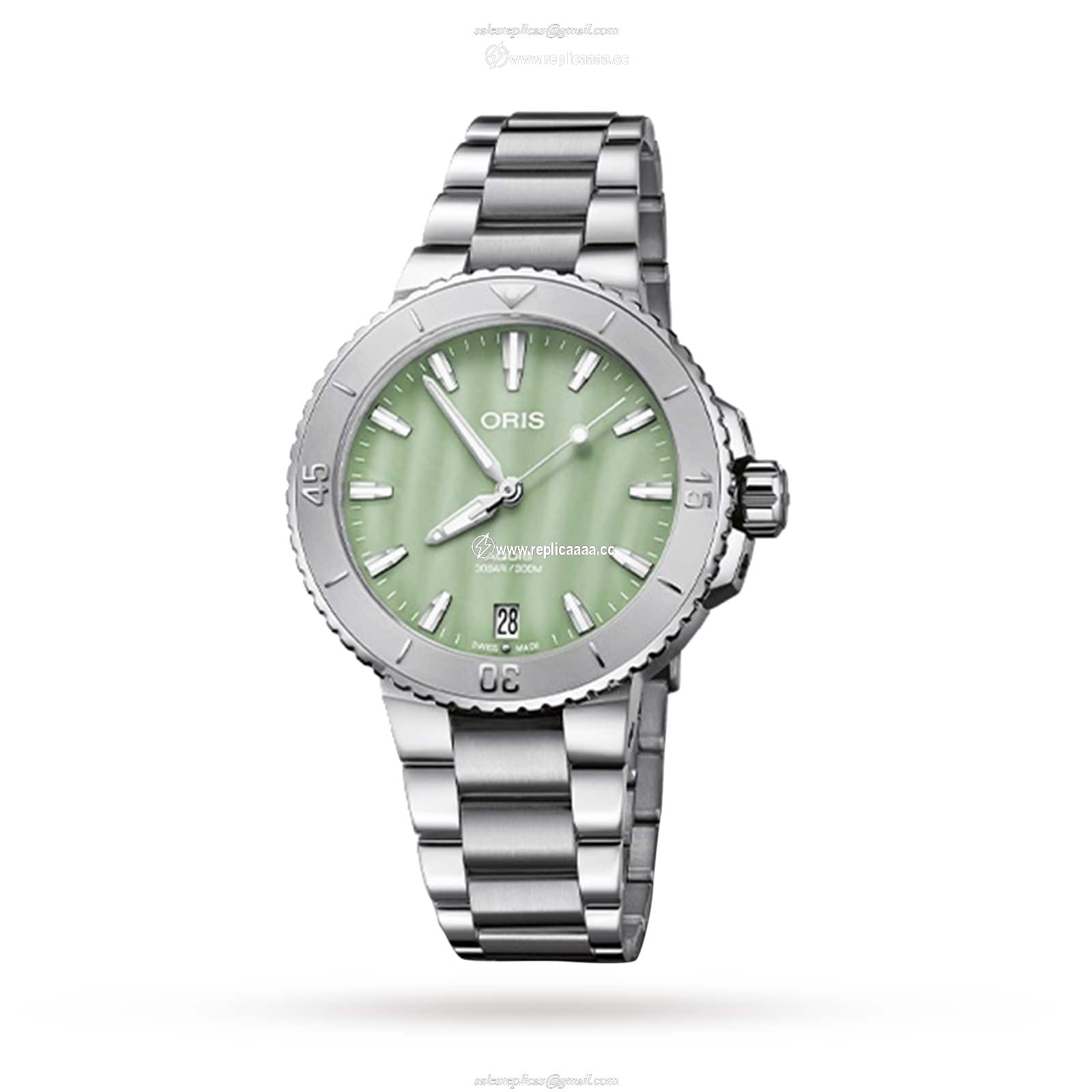 Oris Aquis Date 36.5mm Unisex details Green 01 733 7770 4157-07 8 18 05P