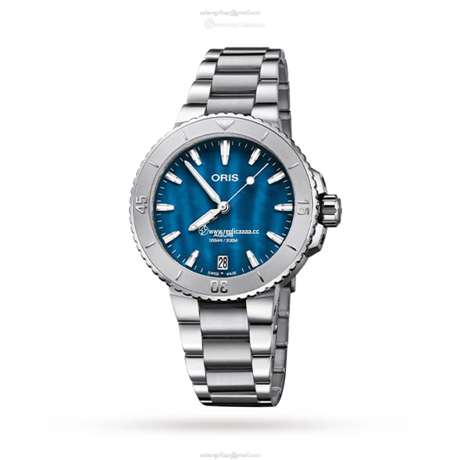 Oris Aquis Date 36.5mm Unisex details Blue 01 733 7770 4155-07 8 18 05P