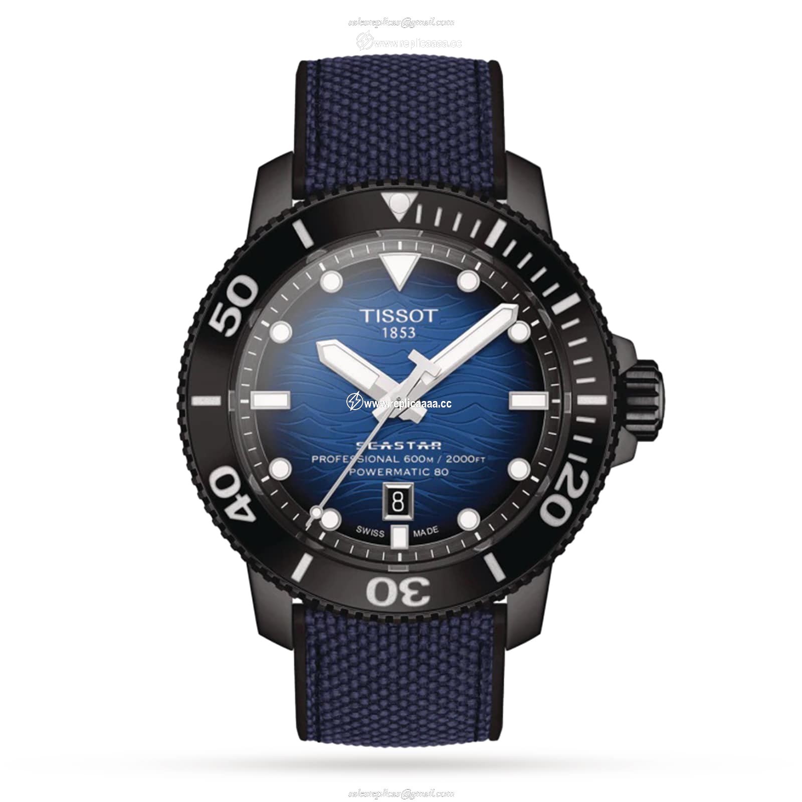Tissot Seastar 2000 Powermatic 46mm Mens details T1206073704100