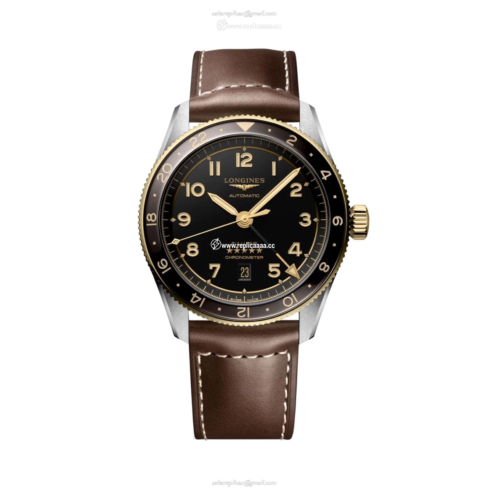 Longines Spirit Zulu Time 42mm Mens details Black L38125532