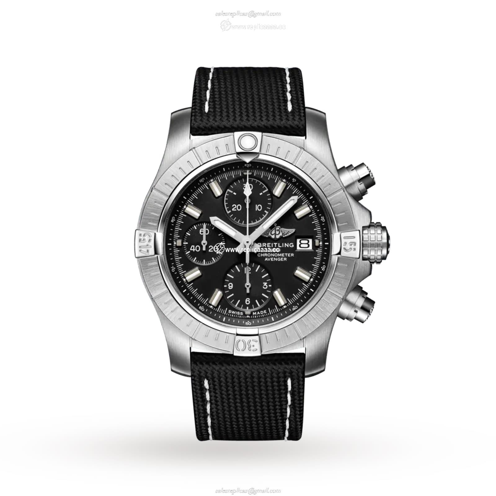 Breitling Avenger Chronograph 43 Stainless Steel Leather Strap details A13385101B1X2 1 Breitling Avenger Chronograph 43 Stainless Steel Leather Strap details A13385101B1X2