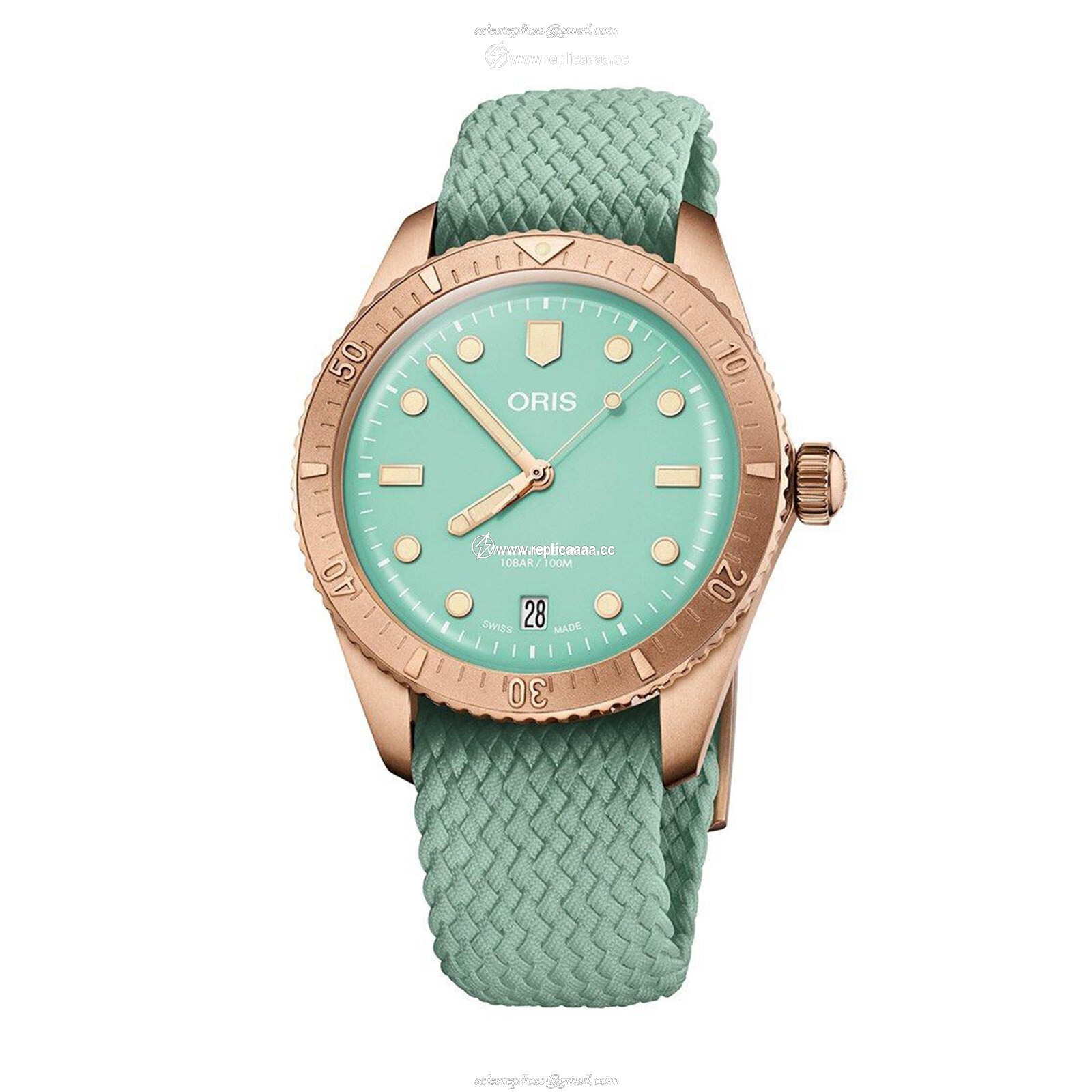 Oris Divers Sixty-Five 38mm Cotton Candy Bronze Green Automatic details 01 733 7771 3157-07 3 19 03BRS