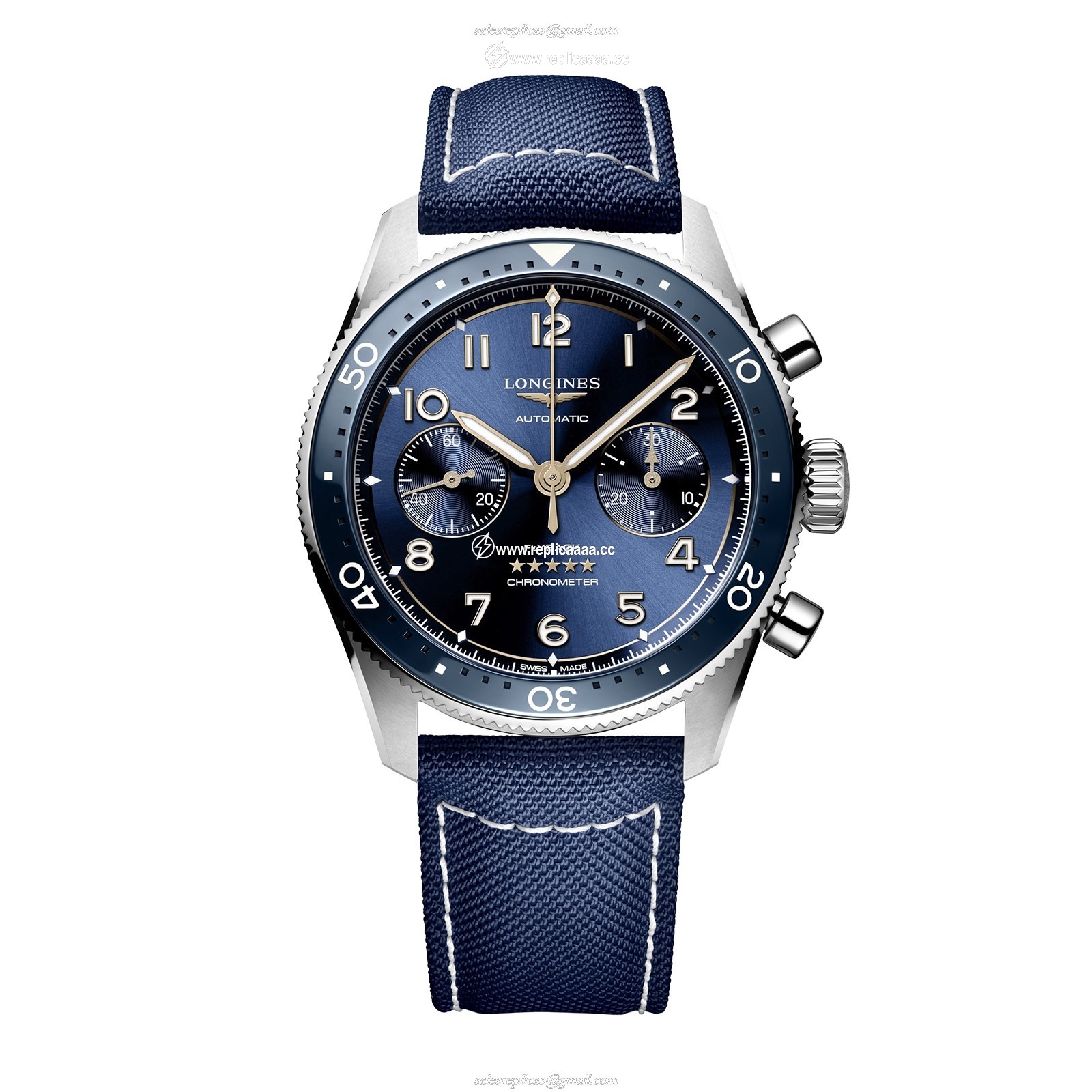 Longines Spirit Flyback 42mm Steel Blue Fabric Strap Blue Sunray Dial L38214932 1 Longines Spirit Flyback 42mm Steel Blue Fabric Strap Blue Sunray Dial L38214932