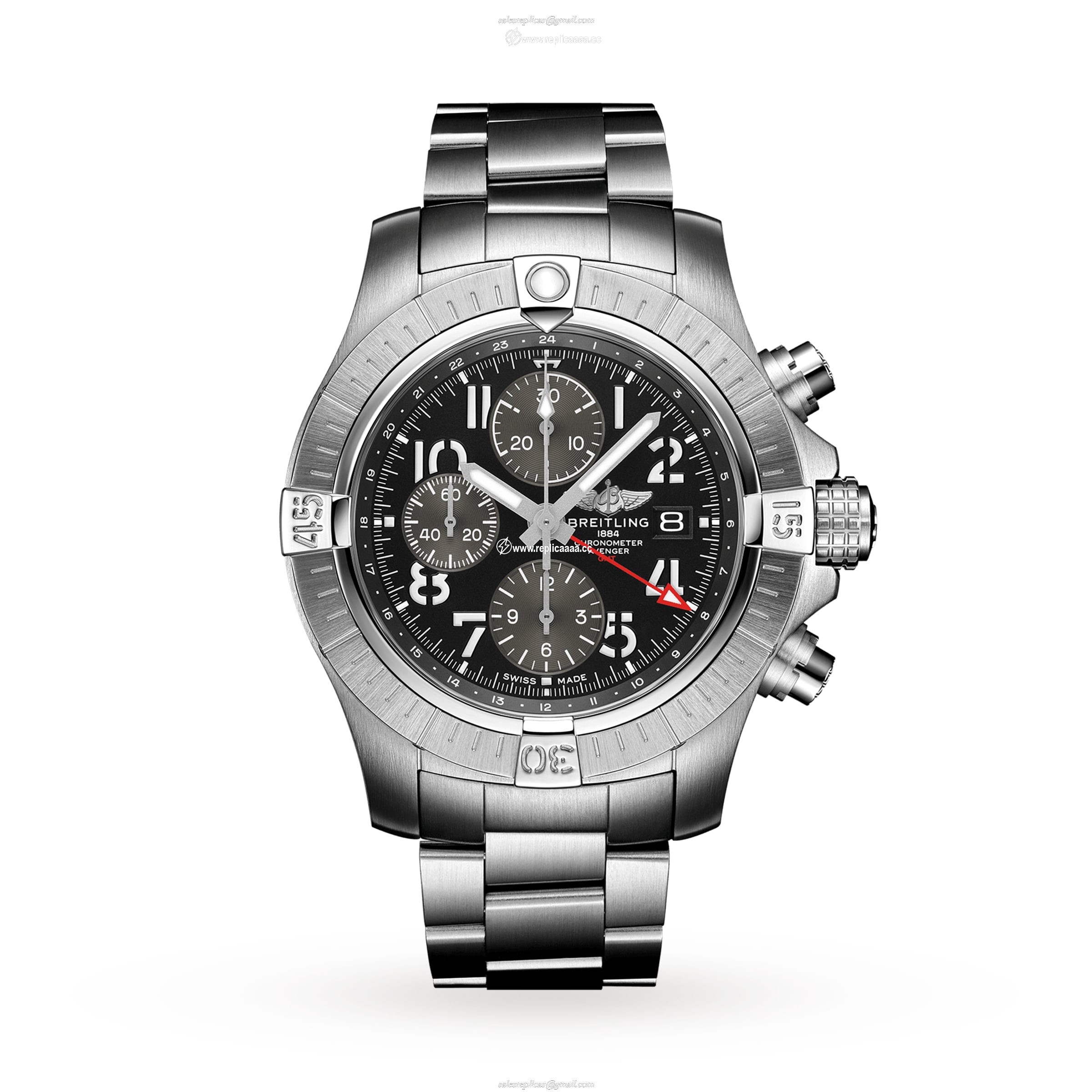 Breitling Avenger Chronograph GMT 45 Stainless Steel details A24315101B1A1