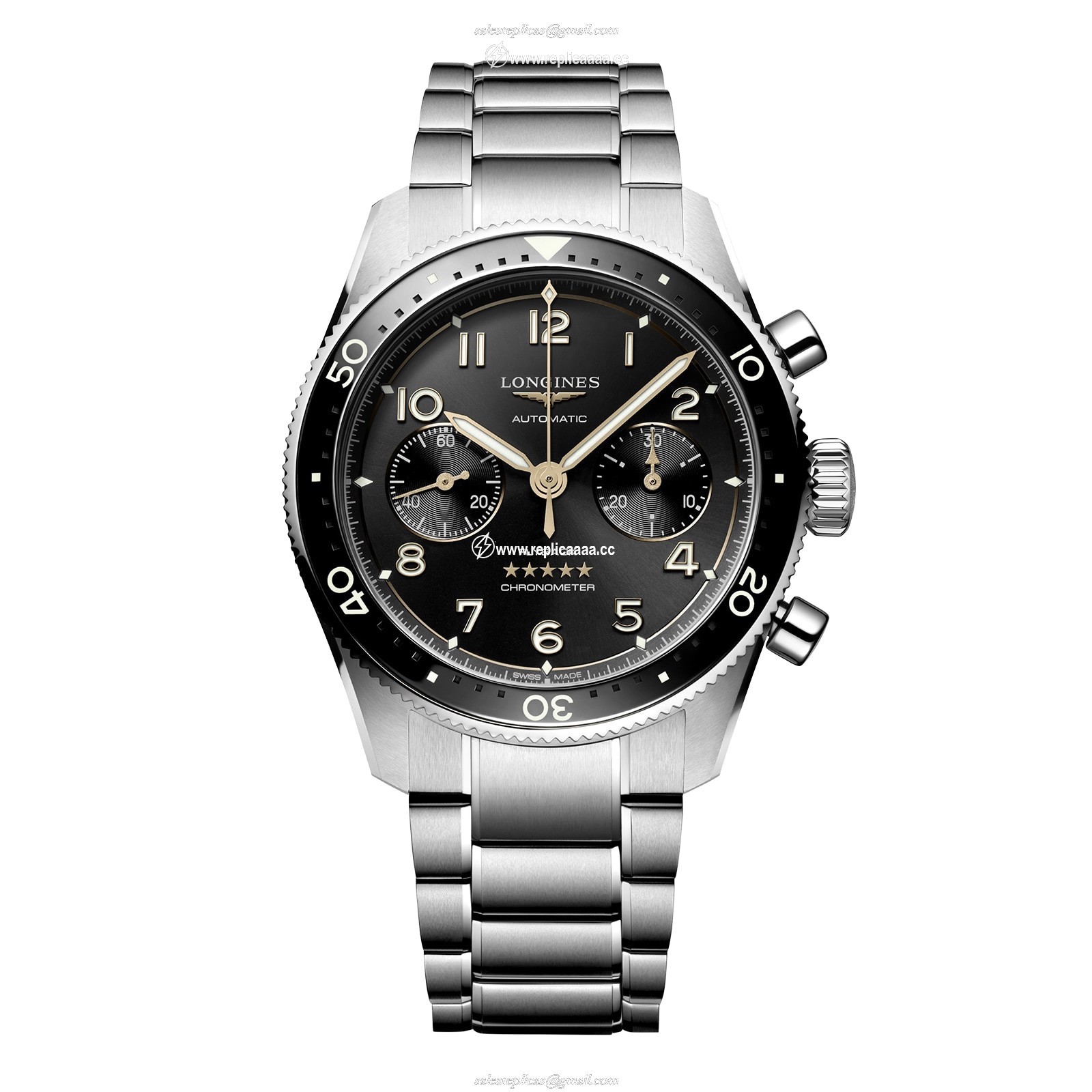 Longines Spirit Flyback 42mm Stainless Steel Black Sunray Dial L38214536 1 Longines Spirit Flyback 42mm Stainless Steel Black Sunray Dial L38214536