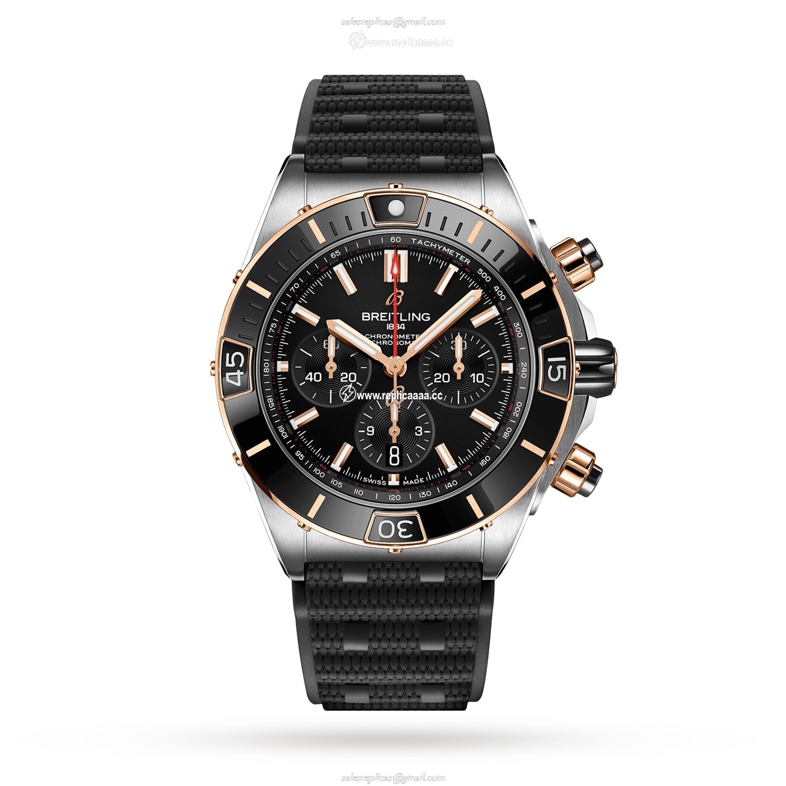 Breitling Super Chronomat B01 44 Stainless Steel  18k Red Gold details UB0136251B1S1