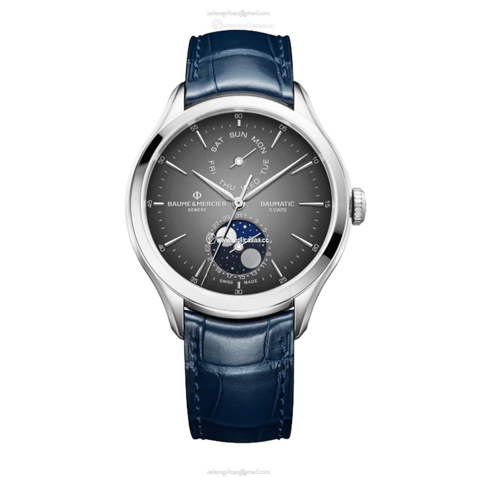 Baume & Mercier Clifton Moonphase 42mm Mens details Grey M0A10548 1 Baume & Mercier Clifton Moonphase 42mm Mens details Grey M0A10548