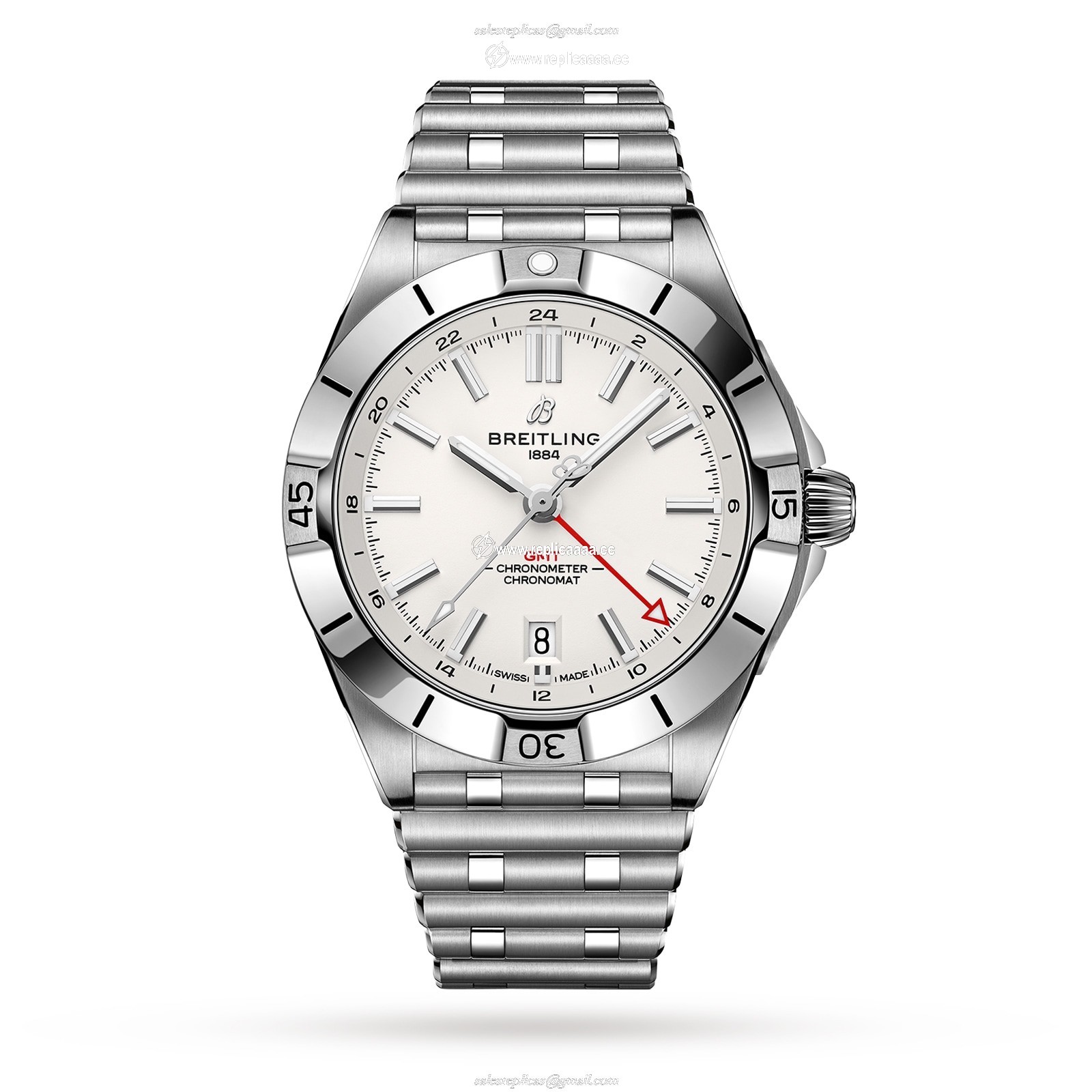 Breitling Chronomat Automatic GMT 40 White Dial details A32398101A1A1 1 Breitling Chronomat Automatic GMT 40 White Dial details A32398101A1A1