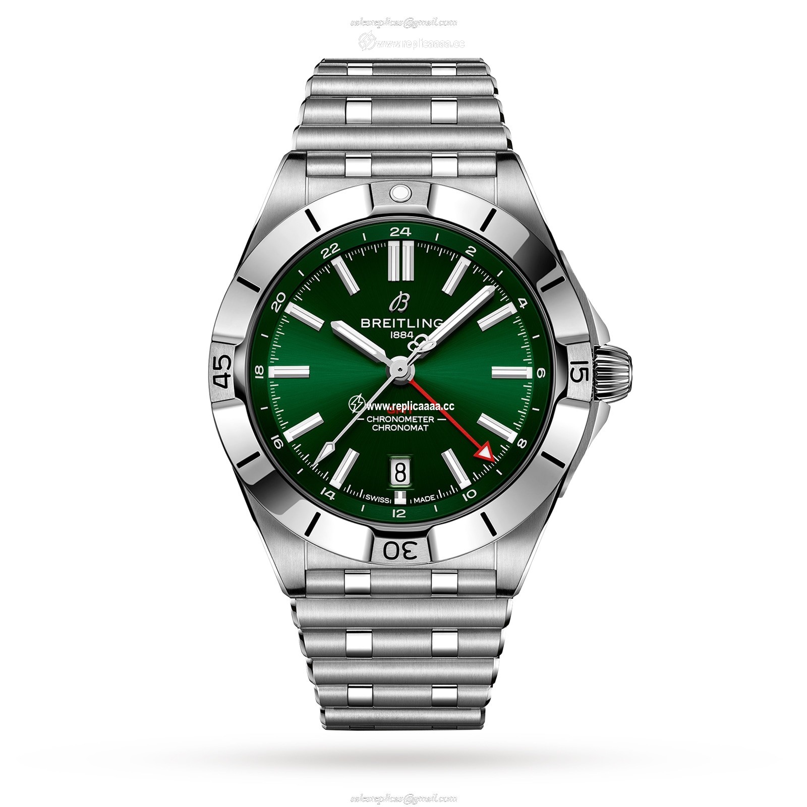 Breitling Chronomat Automatic GMT 40 Green Dial details A32398101L1A1