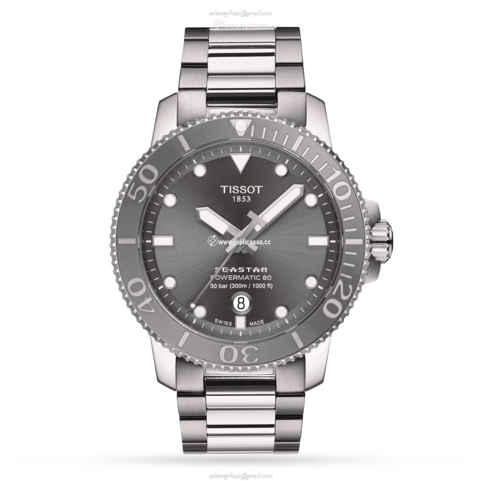Tissot T-Sport Seastar1000 Powermatic 80 Mens details 43mm T1204071108101