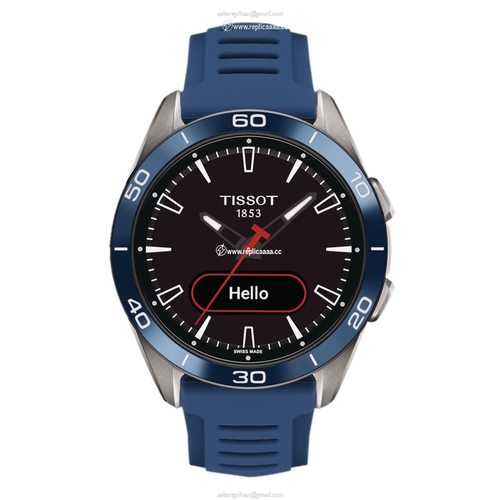 Tissot T-Touch Connect Sport 44mm Unisex details Black With Blue Silicone Strap T1534204705101