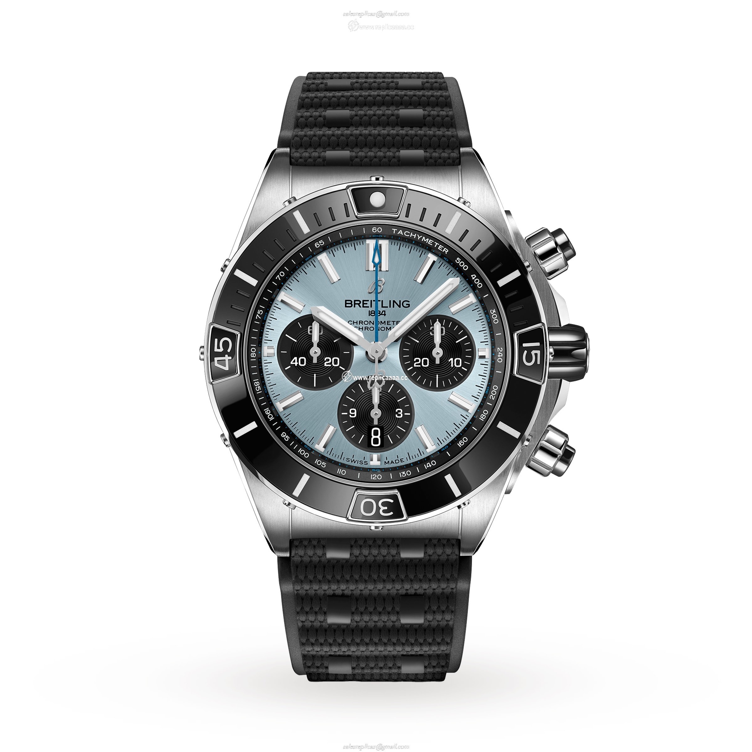 Breitling Super Chronomat B01 44 Stainless Steel Platinum - Ice Blue details PB0136251C1S1 1 Breitling Super Chronomat B01 44 Stainless Steel Platinum - Ice Blue details PB0136251C1S1