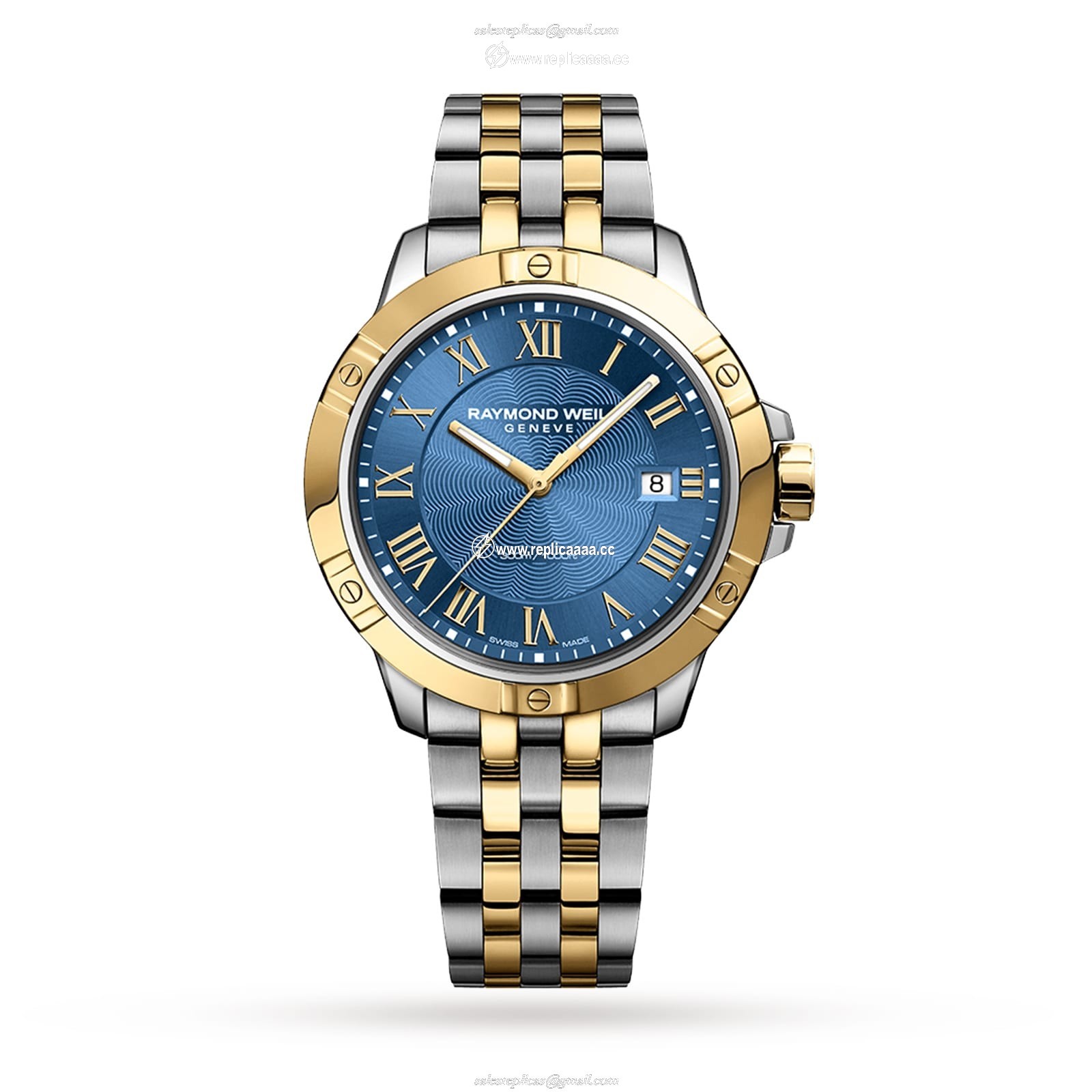 Raymond Weil Tango Mens Classic Two-Tone Gold Steel details 41mm 8160-STP-00508
