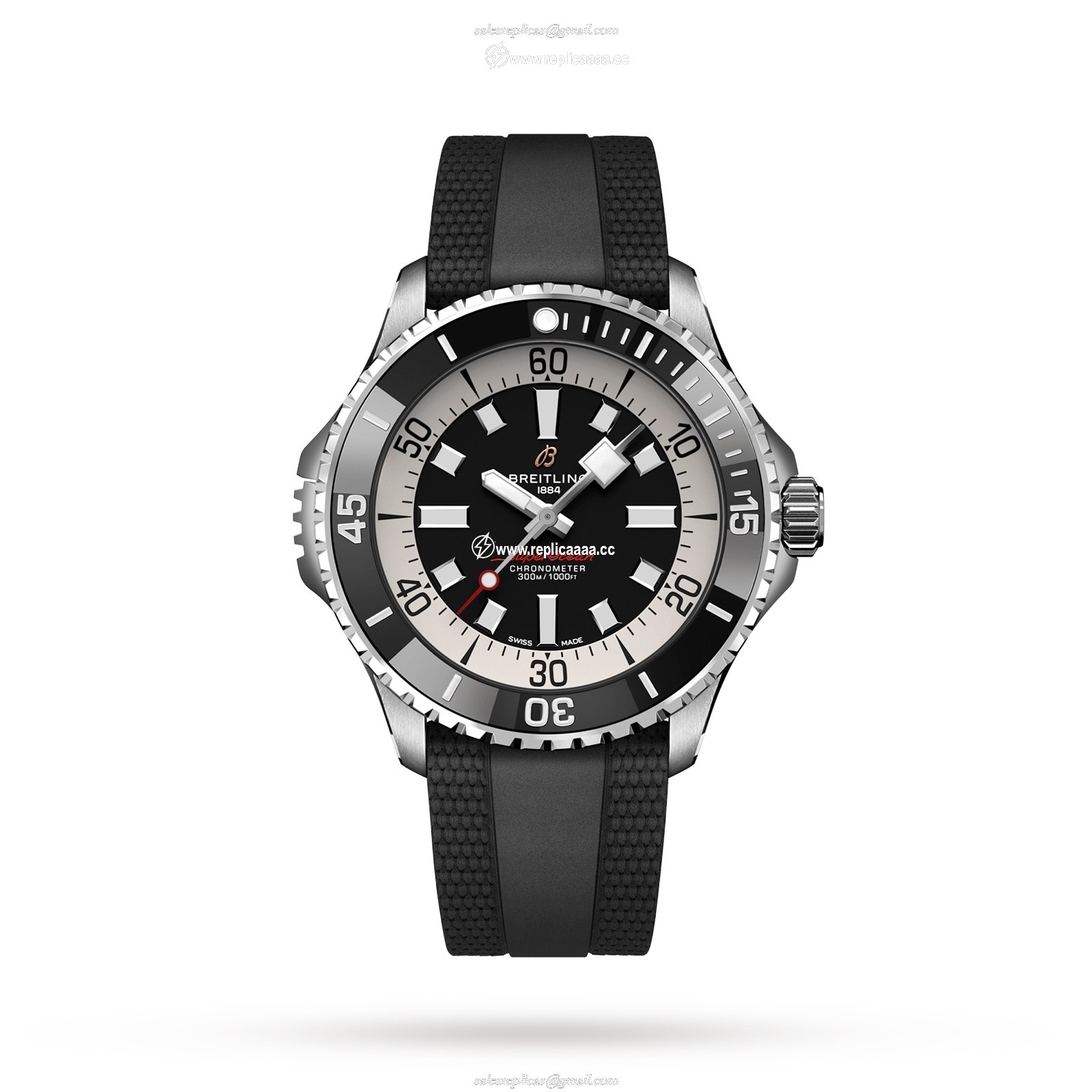 Breitling Superocean Automatic 46 Stainless Steel Rubber Strap details A17378211B1S1