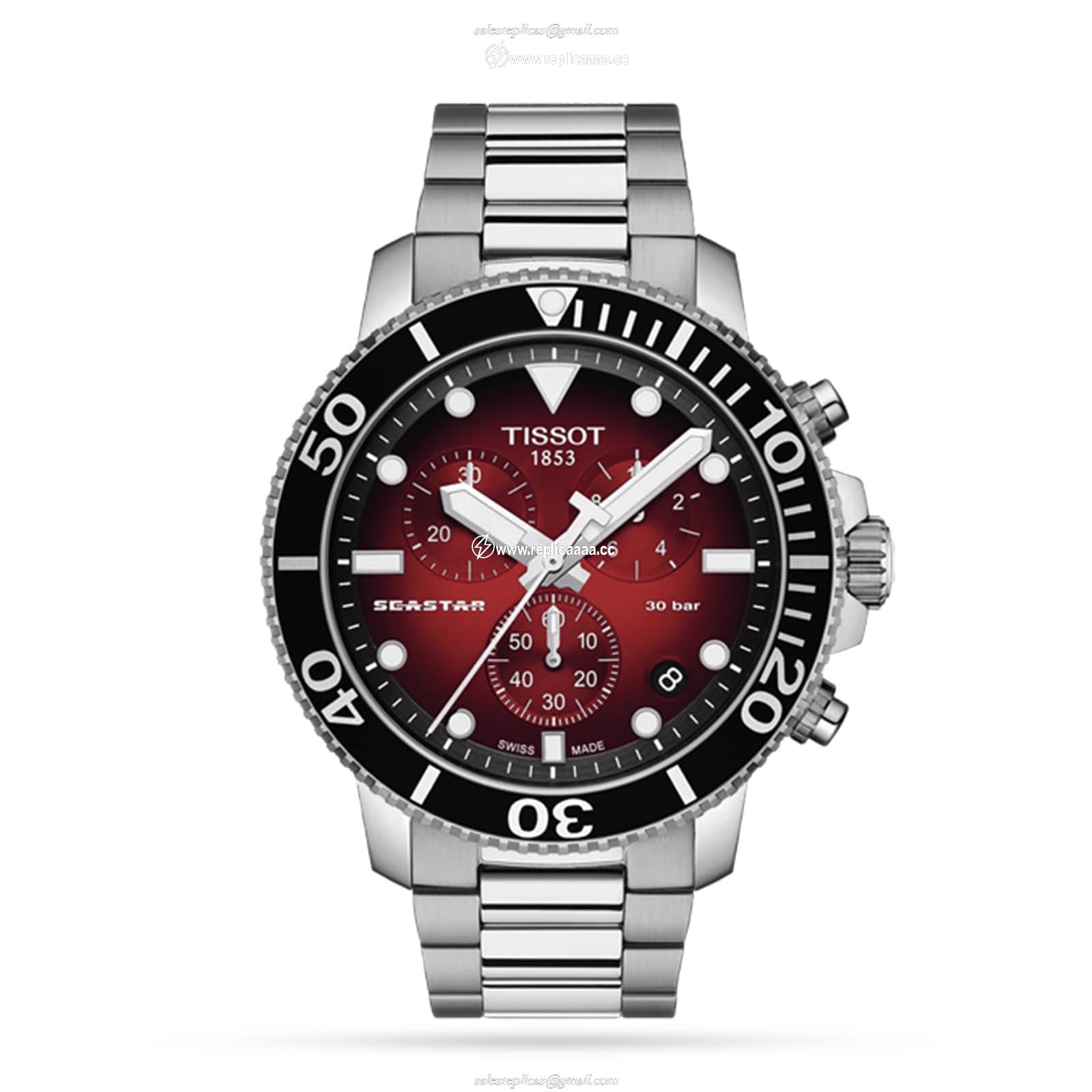 Tissot T-Sport Seastar 1000 Quartz Chronograph 45.5mm Mens details Red T1204171142100