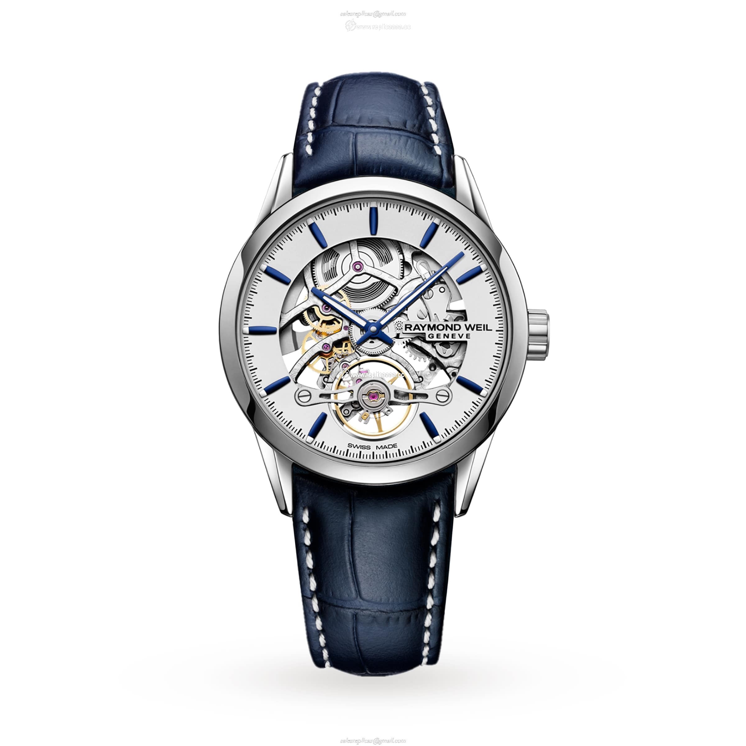 Raymond Weil Blue Skeleton Freelancer 2785 42.5mm Mens details 2785-STC-65001