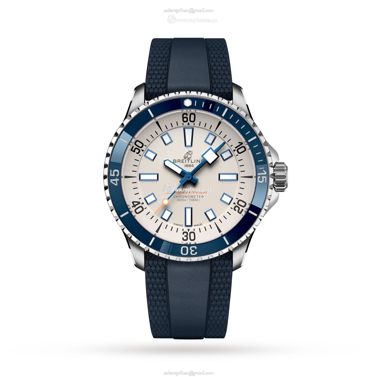 Breitling Superocean Automatic 42 Stainless Steel Rubber Strap details A17375E71G1S1