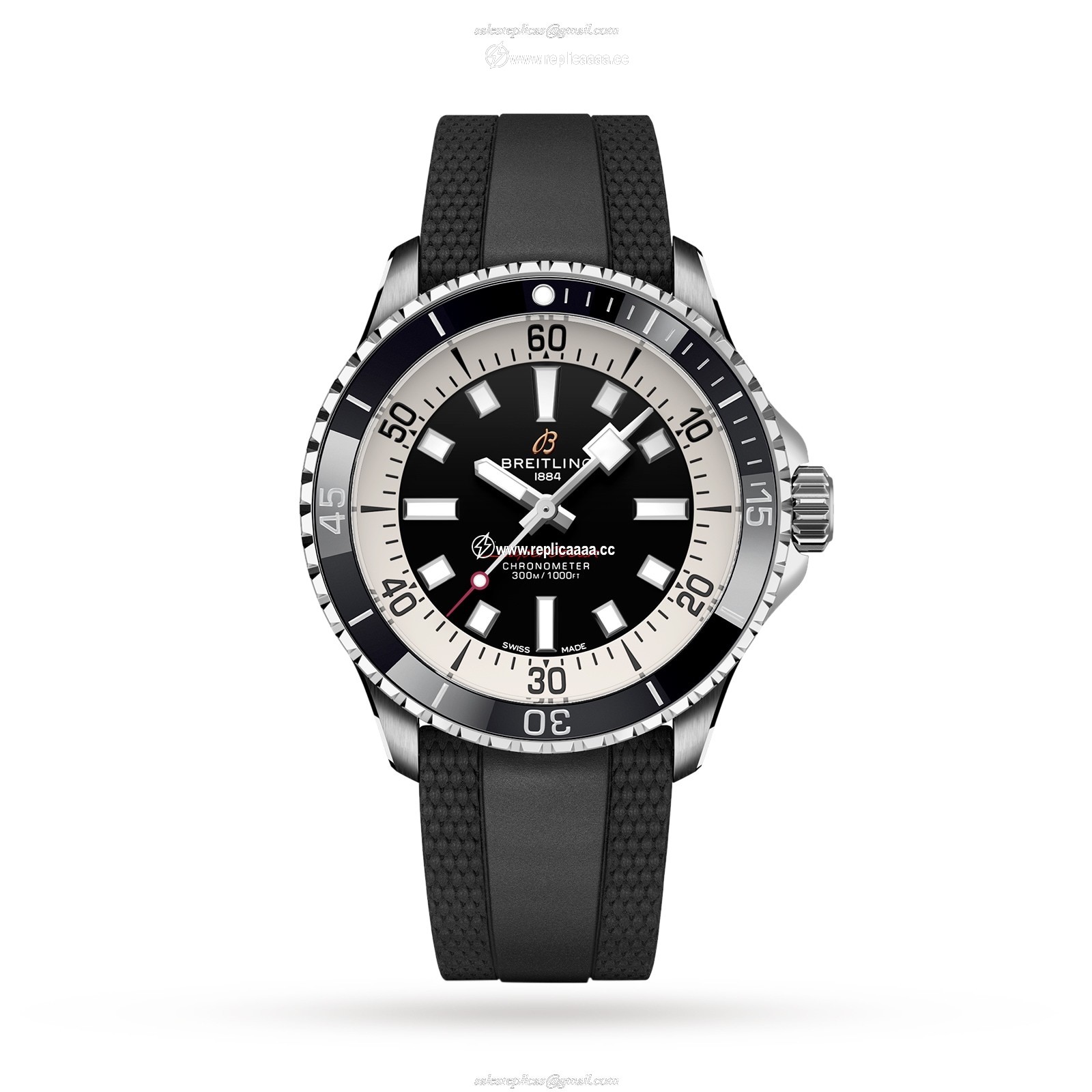 Breitling Superocean Automatic 42 Stainless Steel Rubber Strap details A17375211B1S1