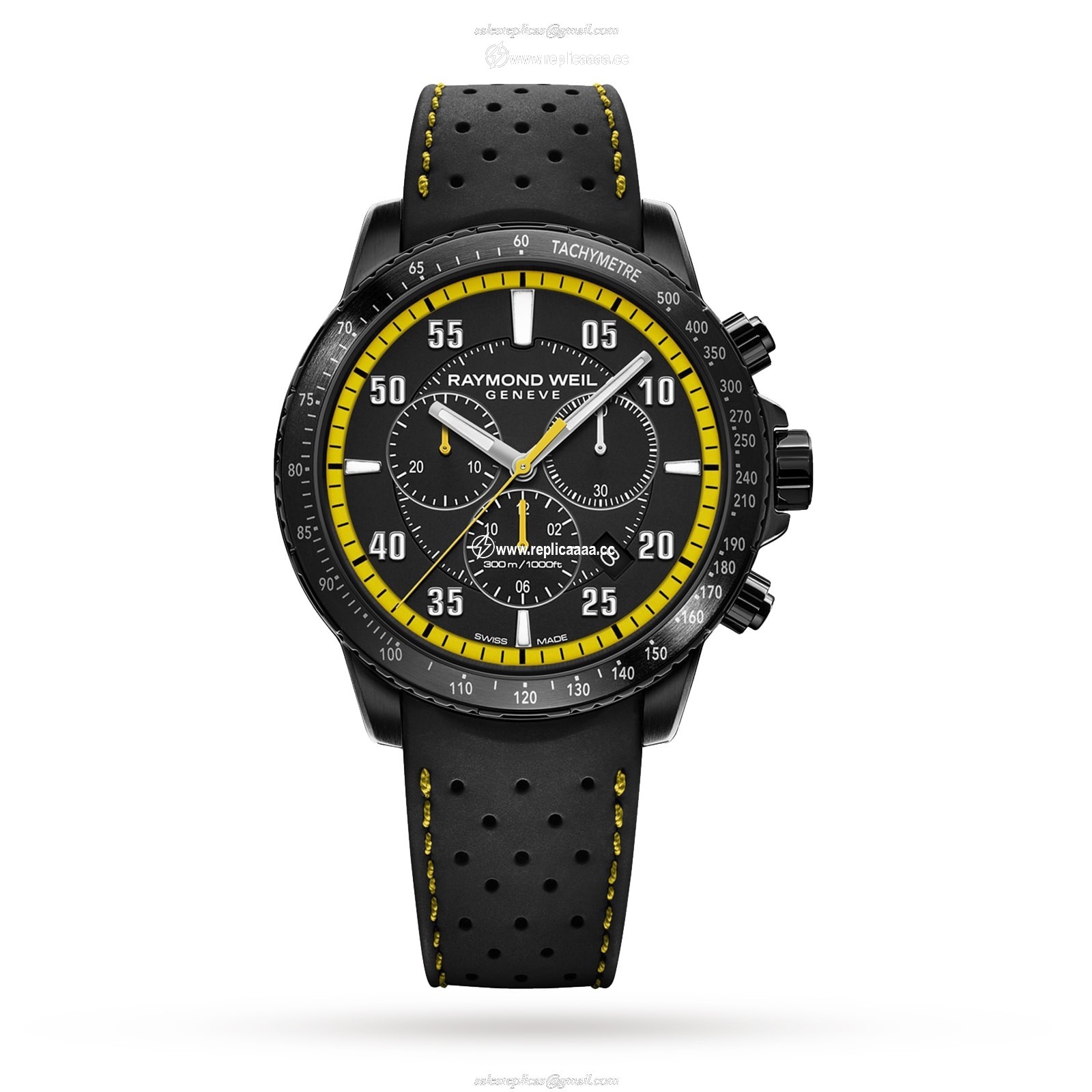 Raymond Weil Tango 43mm Mens details Black Rubber 8570-BKR-05275 1 Raymond Weil Tango 43mm Mens details Black Rubber 8570-BKR-05275