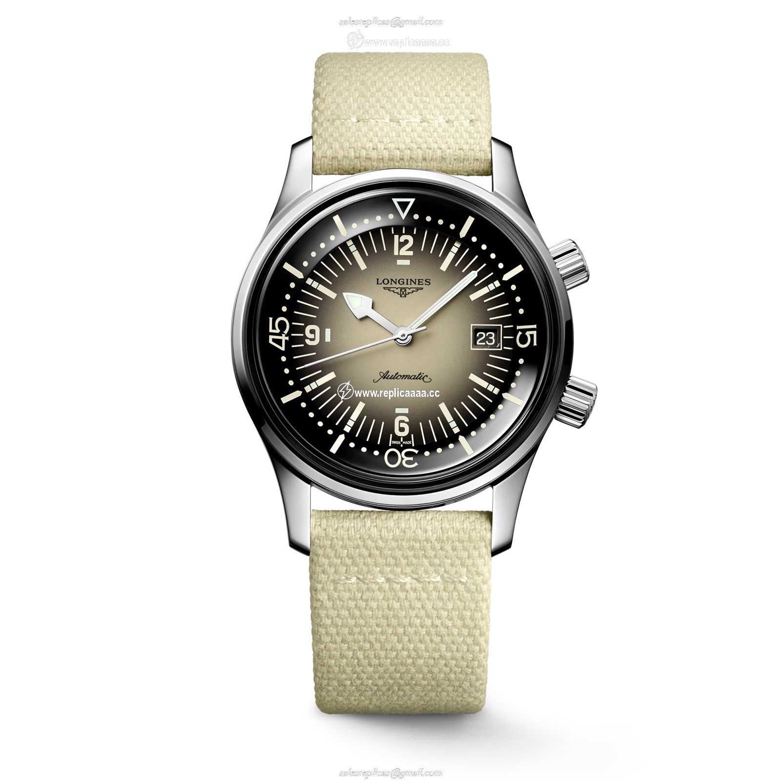 Longines Legend Diver 42mm Mens details Beige L37744302 1 Longines Legend Diver 42mm Mens details Beige L37744302