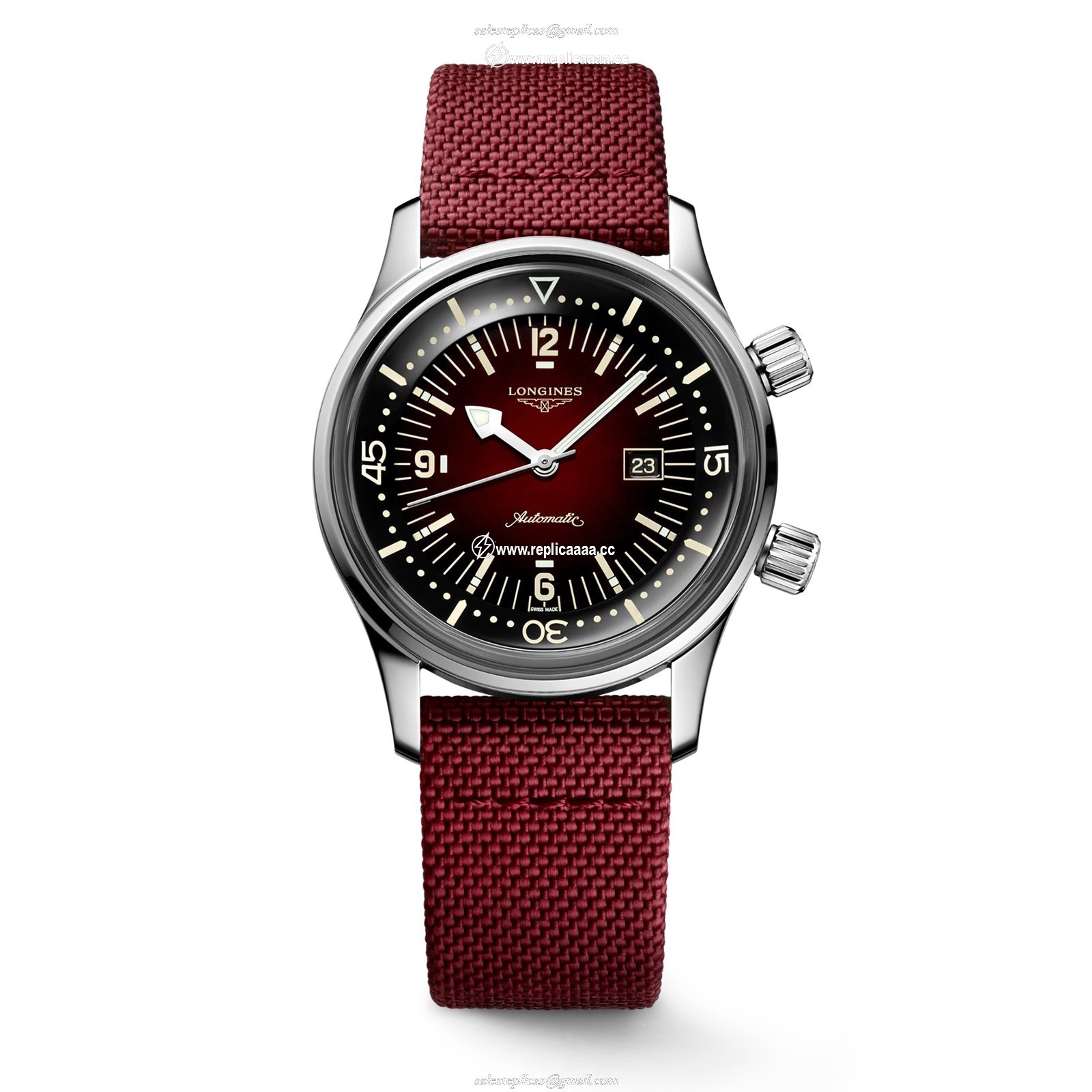 Longines Legend Diver 36mm Mens details Red L33744402 1 Longines Legend Diver 36mm Mens details Red L33744402