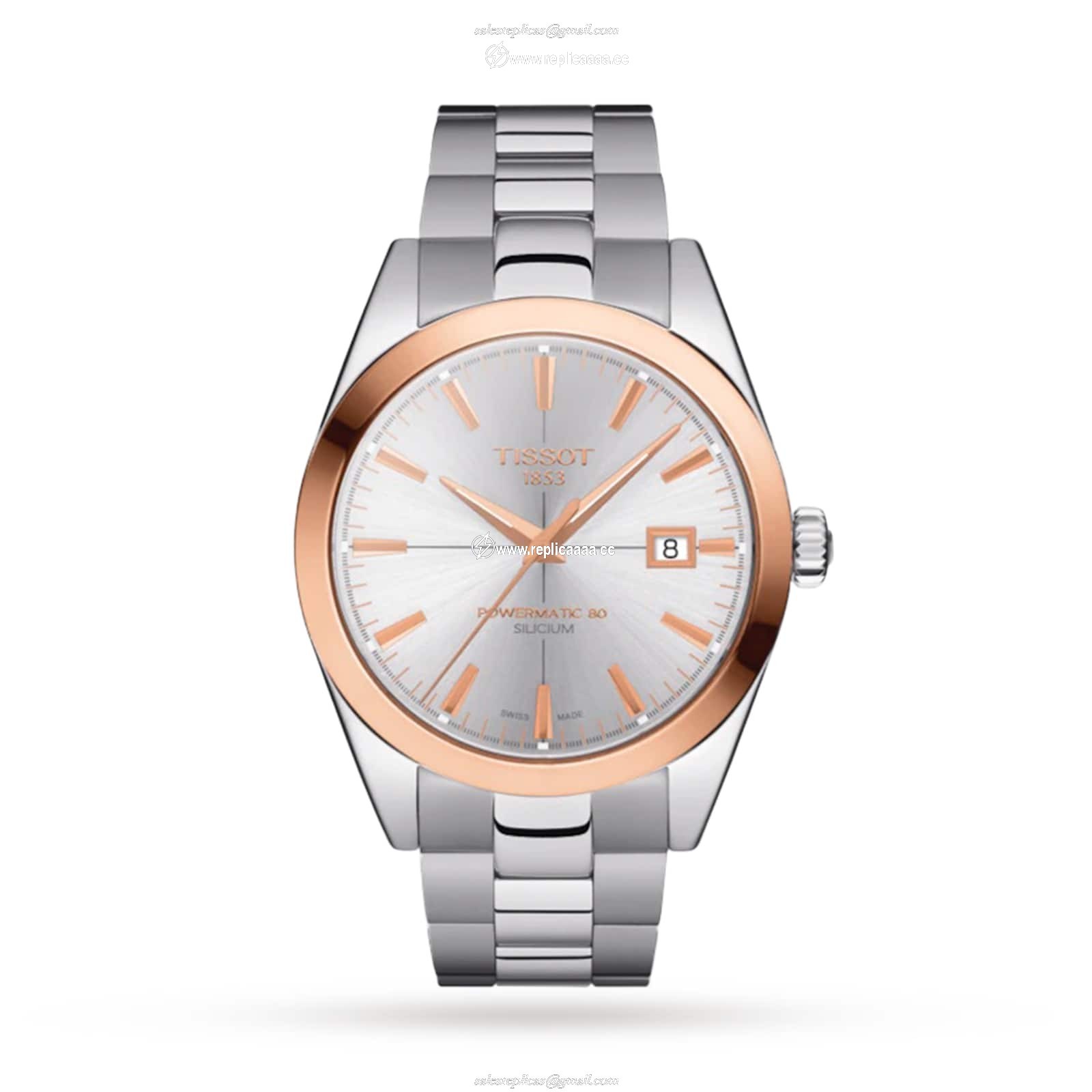Tissot T-Gold Gentleman Powermatic 80 Silicium Solid 18K Gold Bezel 40mm Mens details T9274074103100