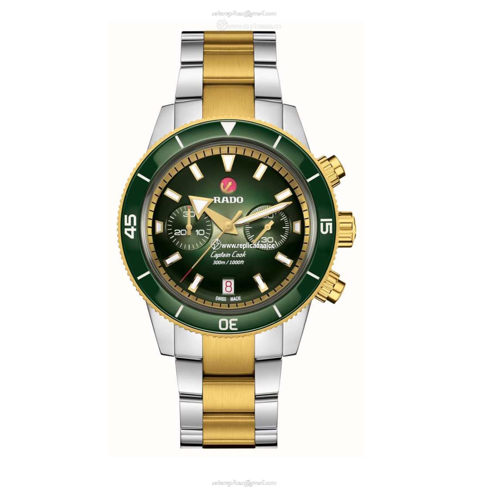 Rado Captain Cook 43mm Mens details Green Interchangeable Straps R32151318 1 Rado Captain Cook 43mm Mens details Green Interchangeable Straps R32151318