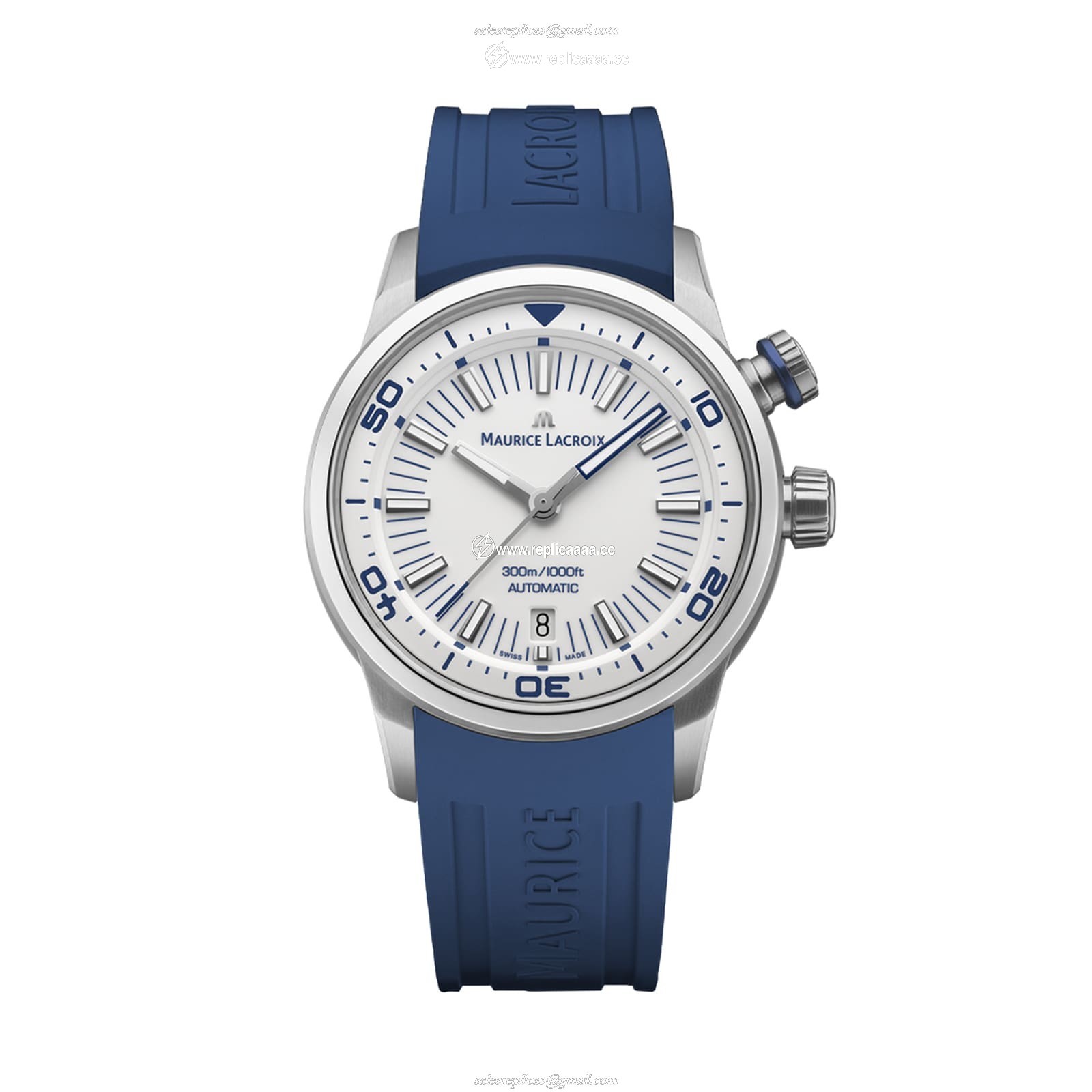 Maurice Lacroix Pontos S Diver 42mm Mens details White 2 Strap Set PT6248-SS00L-130-4 1 Maurice Lacroix Pontos S Diver 42mm Mens details White 2 Strap Set PT6248-SS00L-130-4