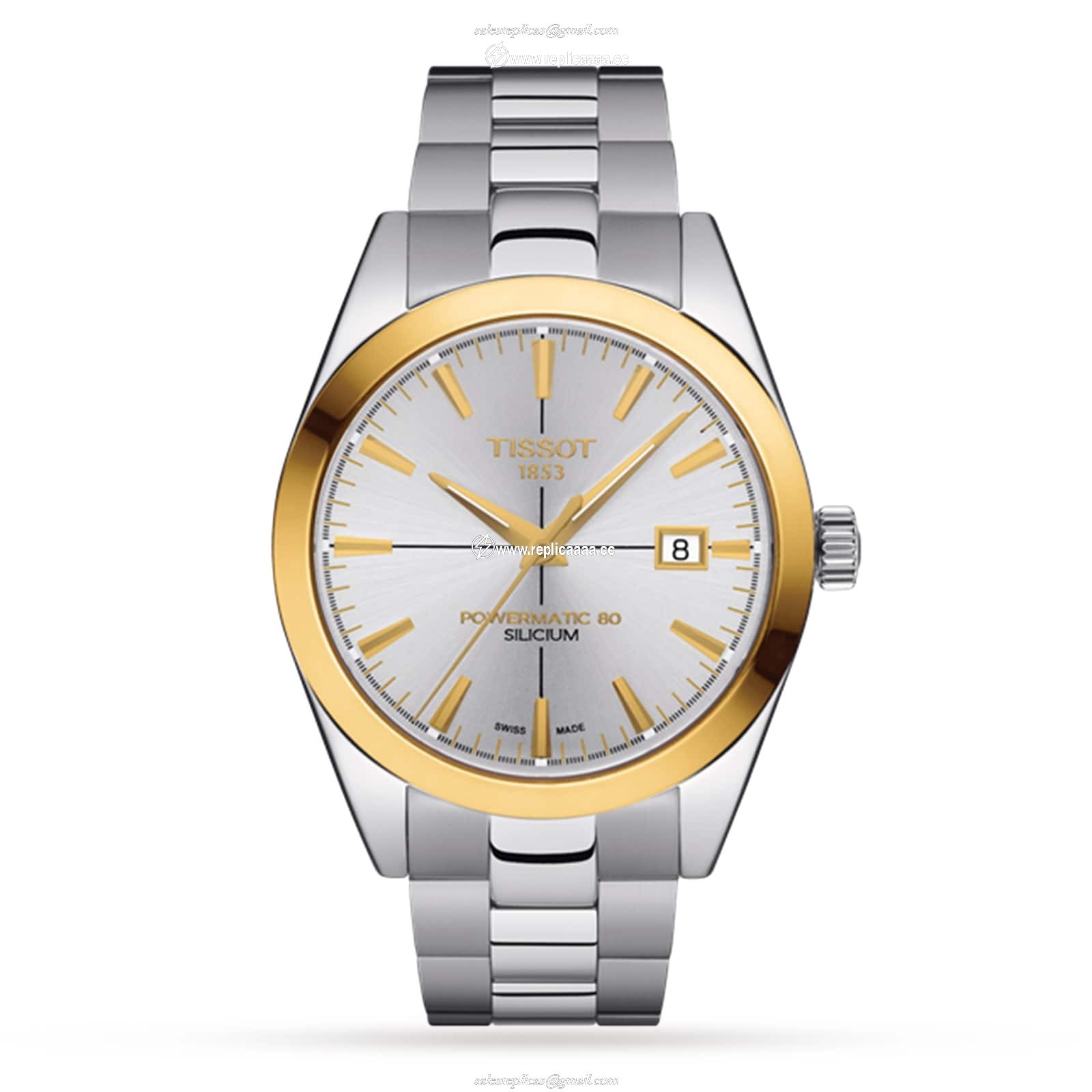Tissot Gentleman Powermatic 80 Silicium Solid 18k Gold Bezel 40mm Mens details T9274074103101
