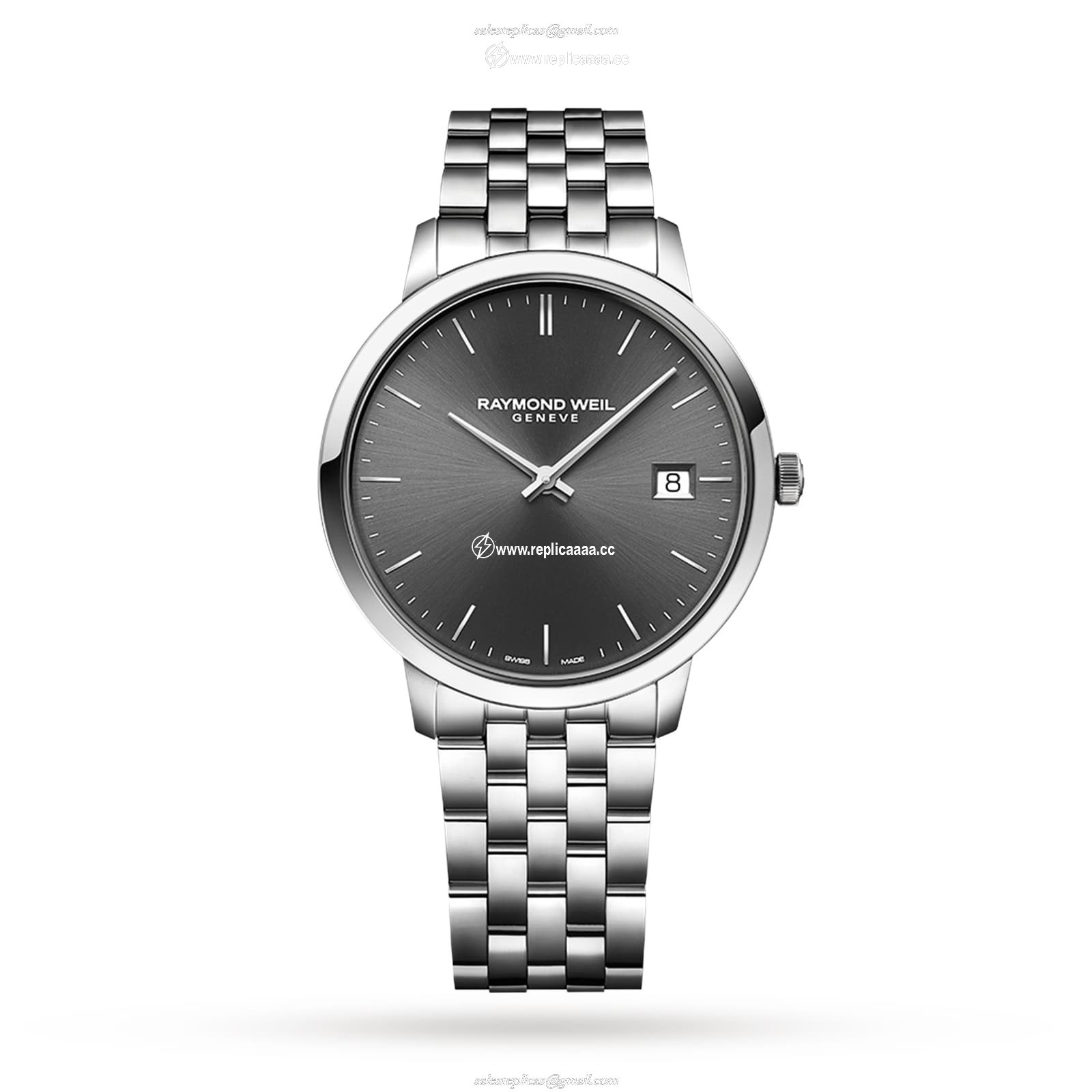 Raymond Weil Toccata Mens Classic Steel Grey Dial Quartz details 42mm 5585-ST-60001