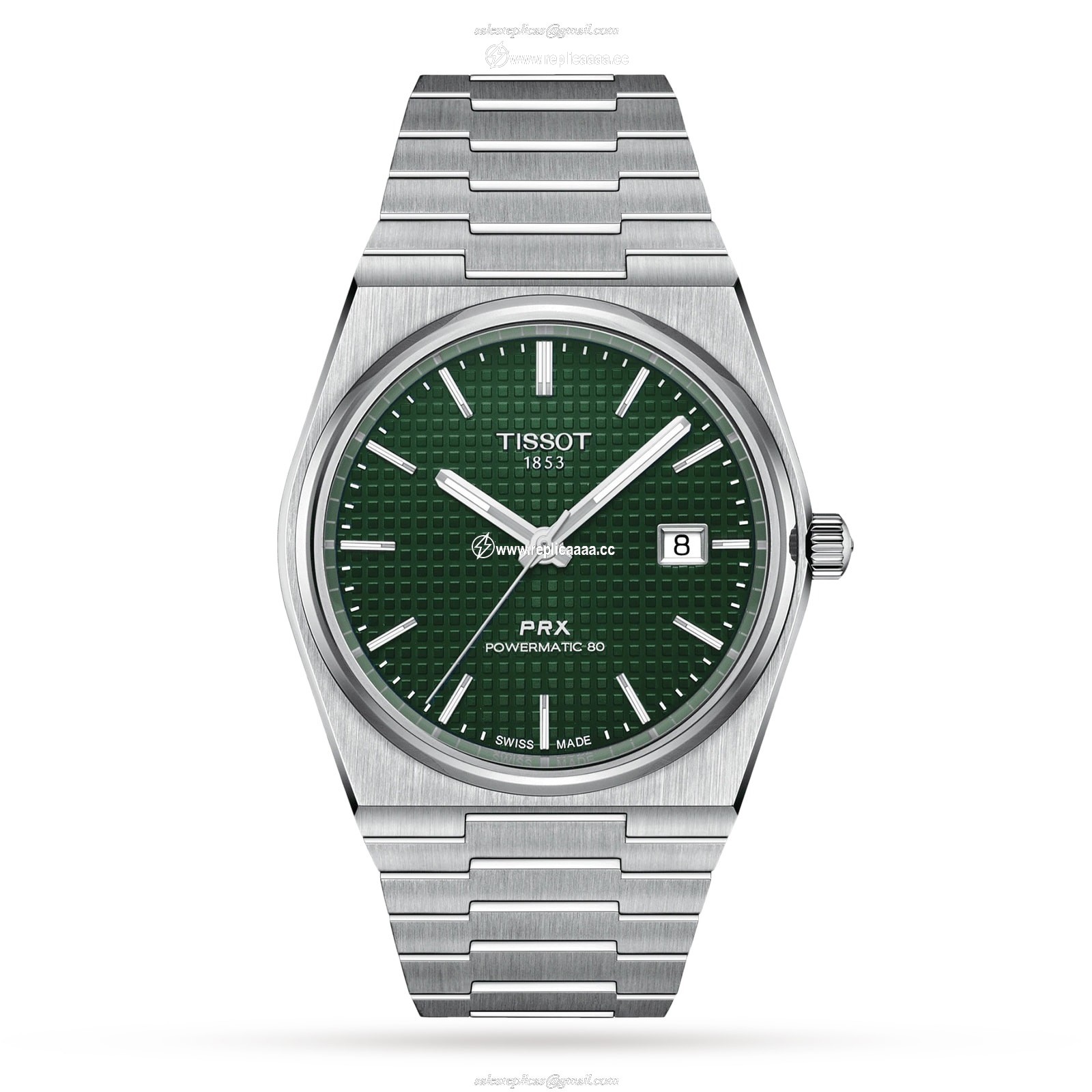 Tissot T-Classic PRX Powermatic 80 40mm Mens details Green T1374071109100
