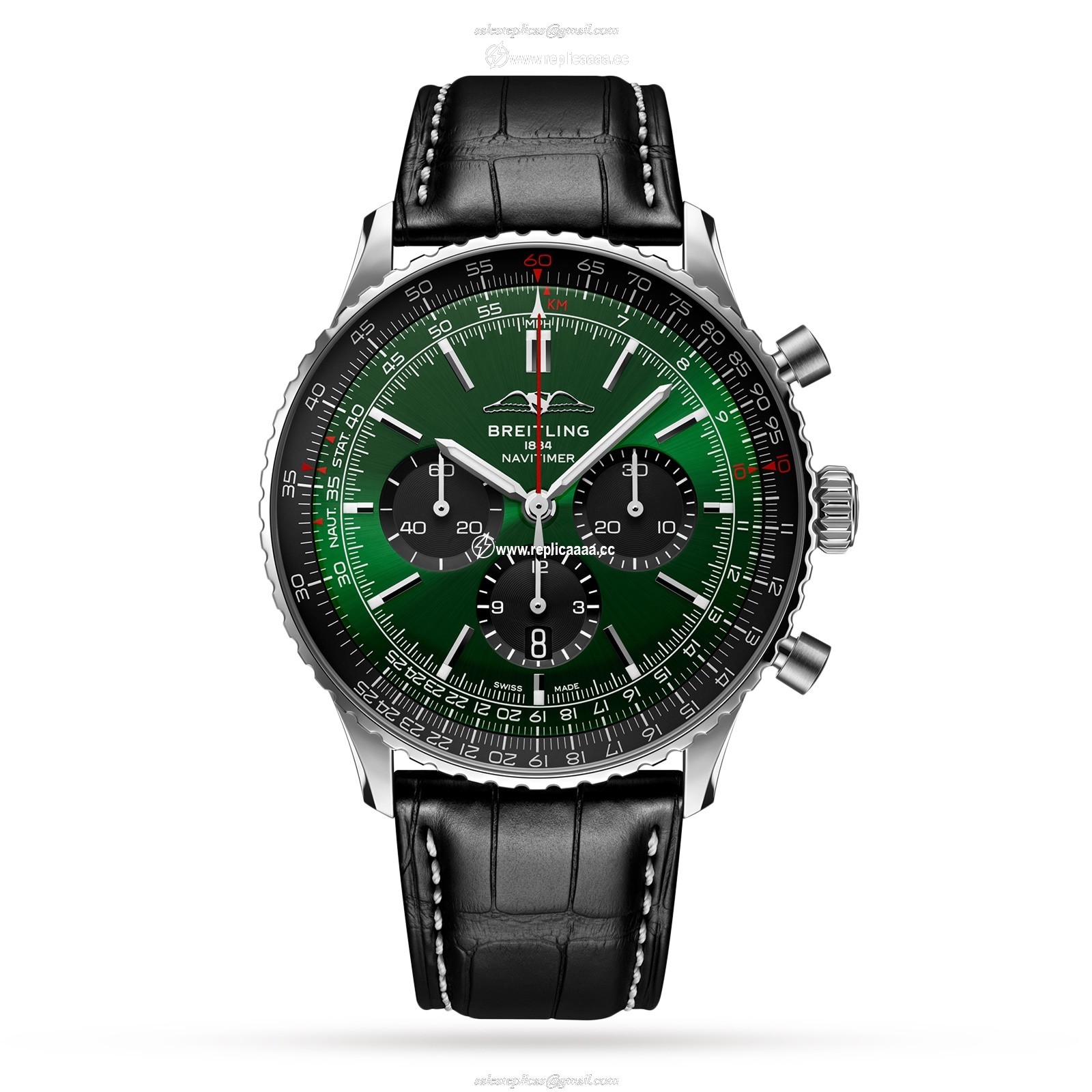 Breitling Navitimer B01 Chronograph 46 Stainless Steel Leather Strap details AB0137241L1P1